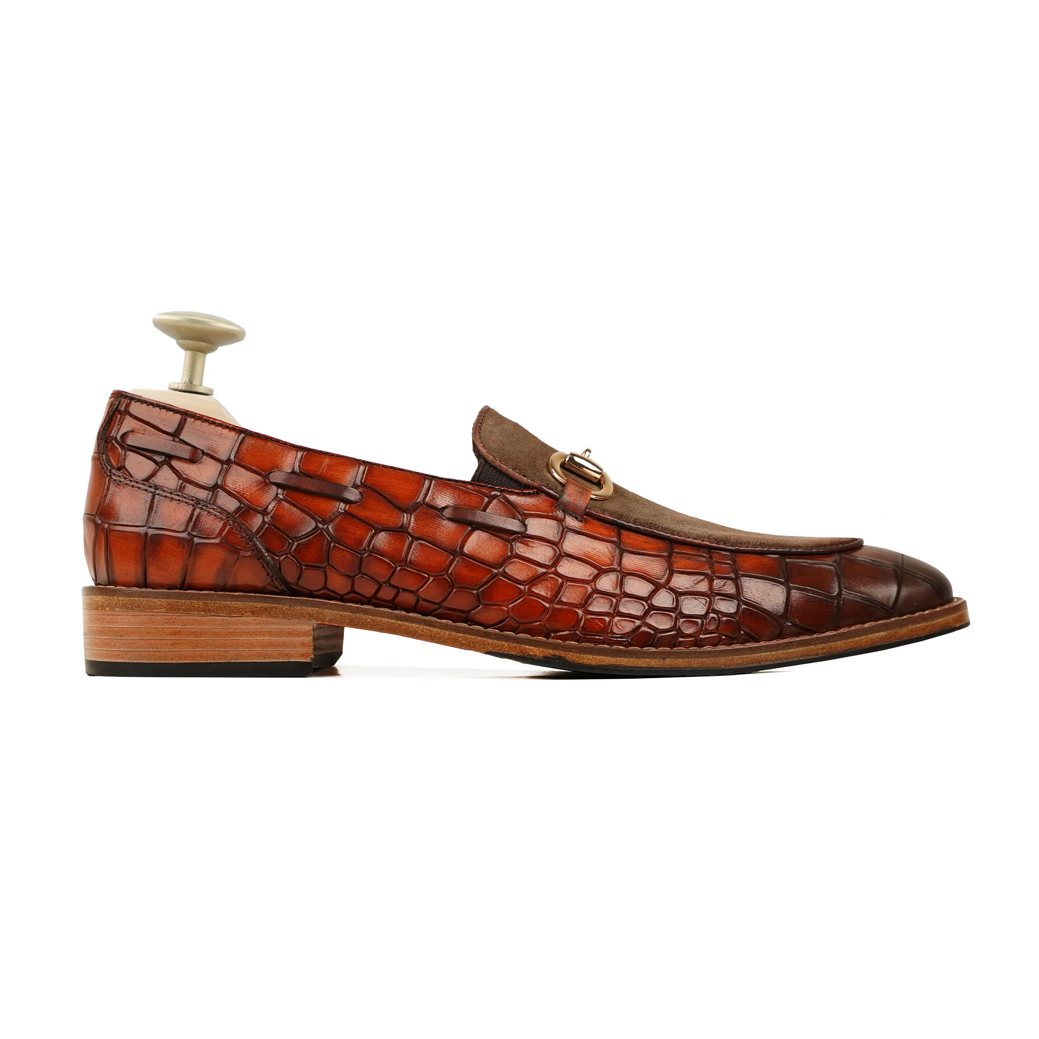 Akashi - Men's Burnished Tan and Brown Kid Suede Loafer - Image 2
