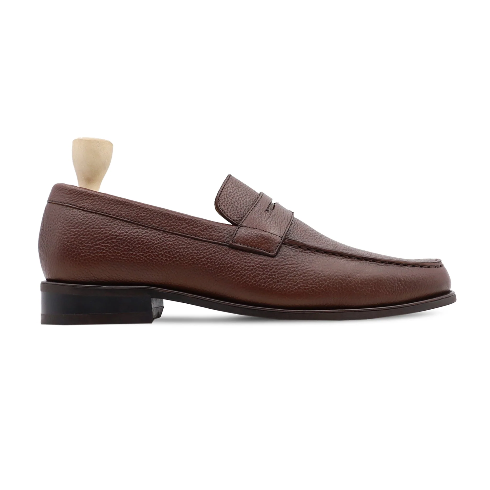 Alumno - Men's Brown Pebble Grain Leather Loafer - Image 2