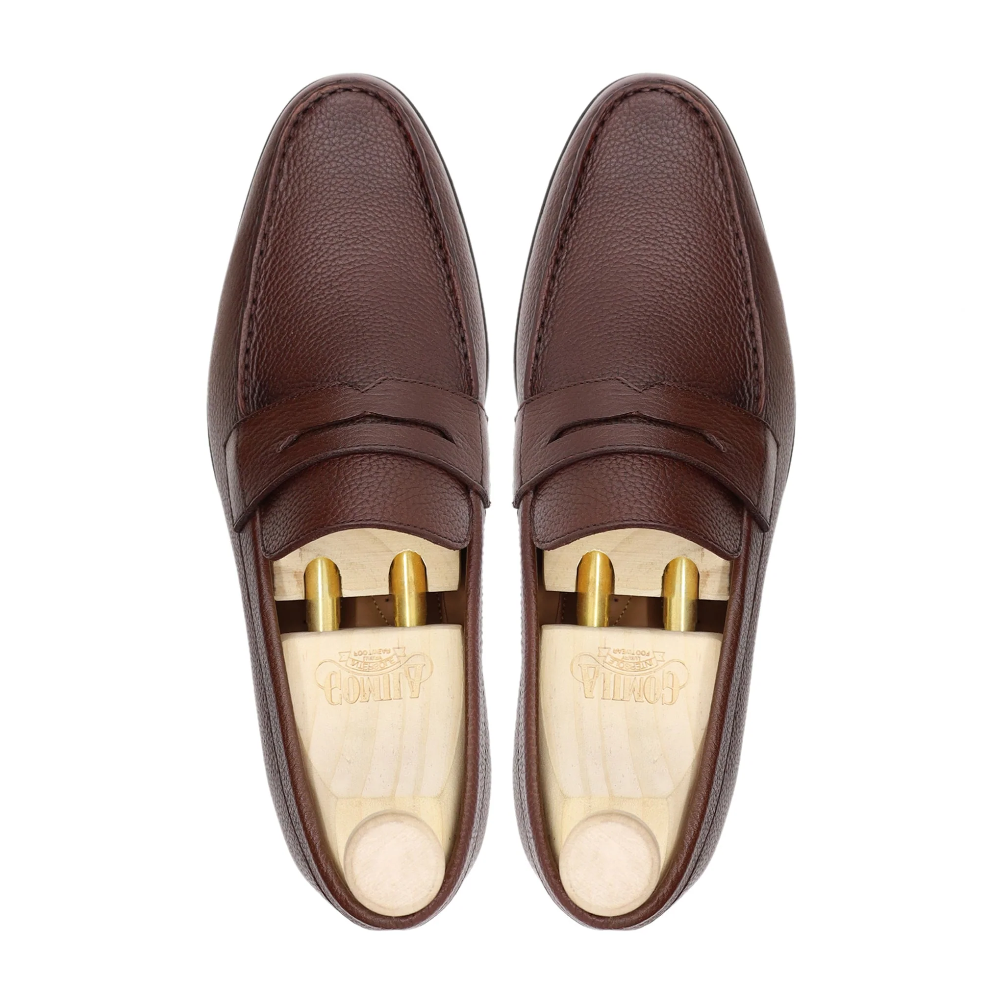 Alumno - Men's Brown Pebble Grain Leather Loafer - Image 3
