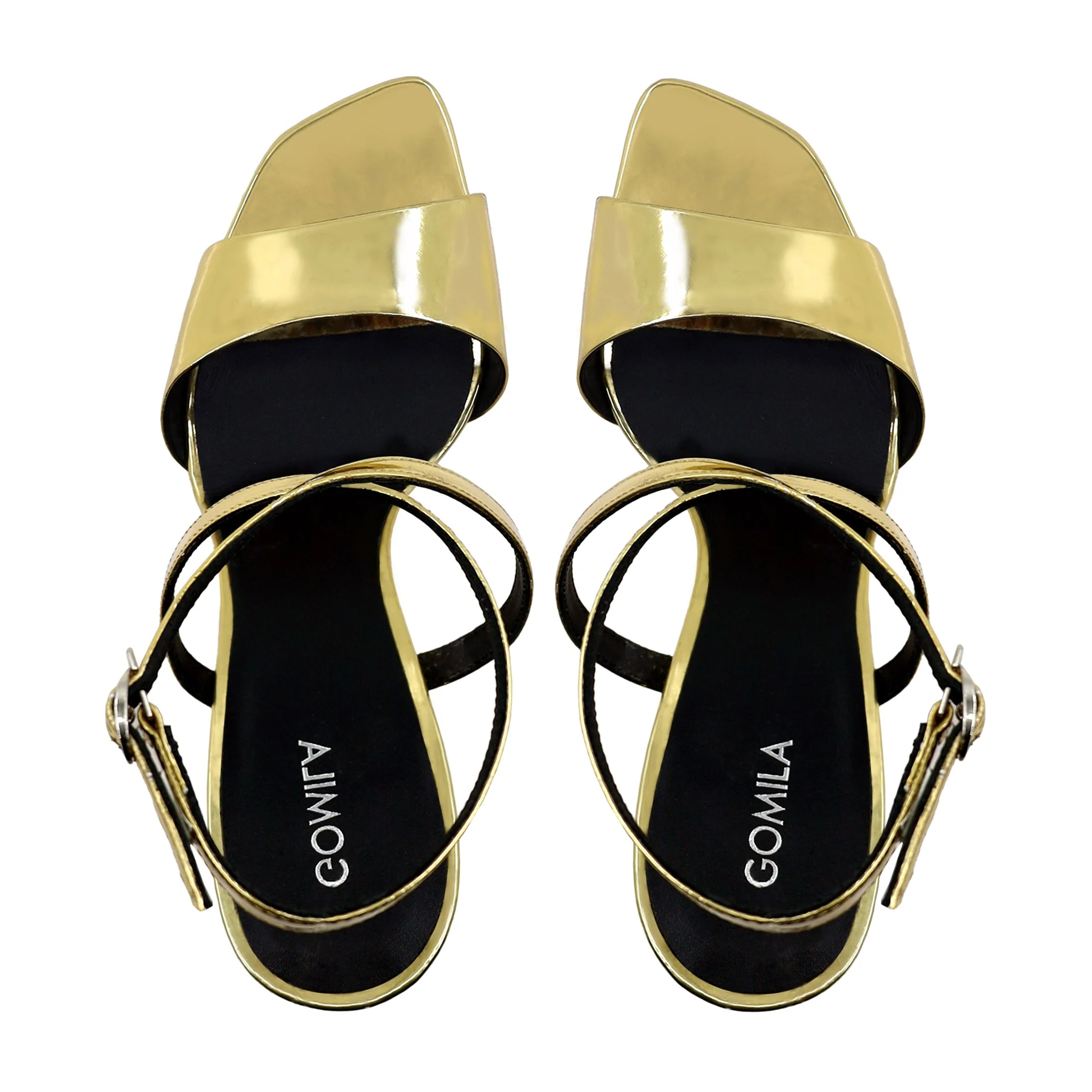 Anna - Women's Golden High Shine Strapped Heels - Image 3