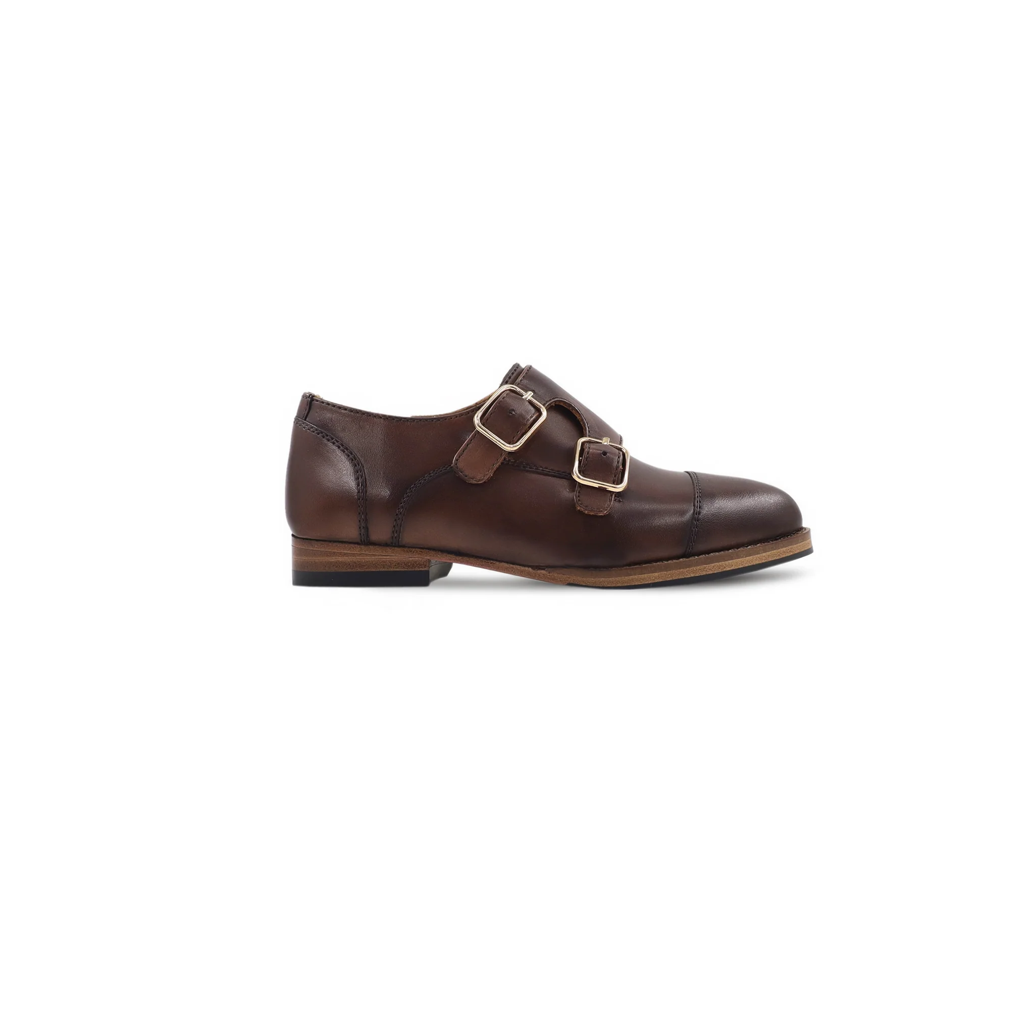 Ardath - Kid's Brown Patina Calf Leather Double Monkstrap (5-12 Year's Old) - Image 2