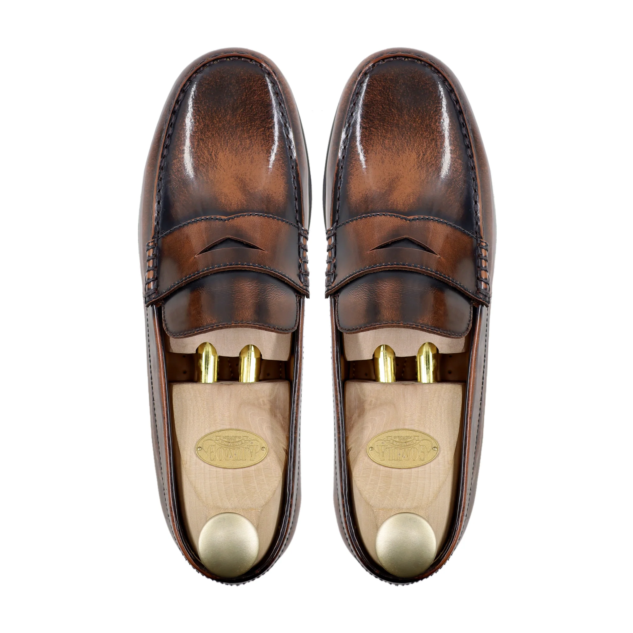 Arvel - Men's Burnished Tan Brown Box Leather High Shine Leather Loafer - Image 3