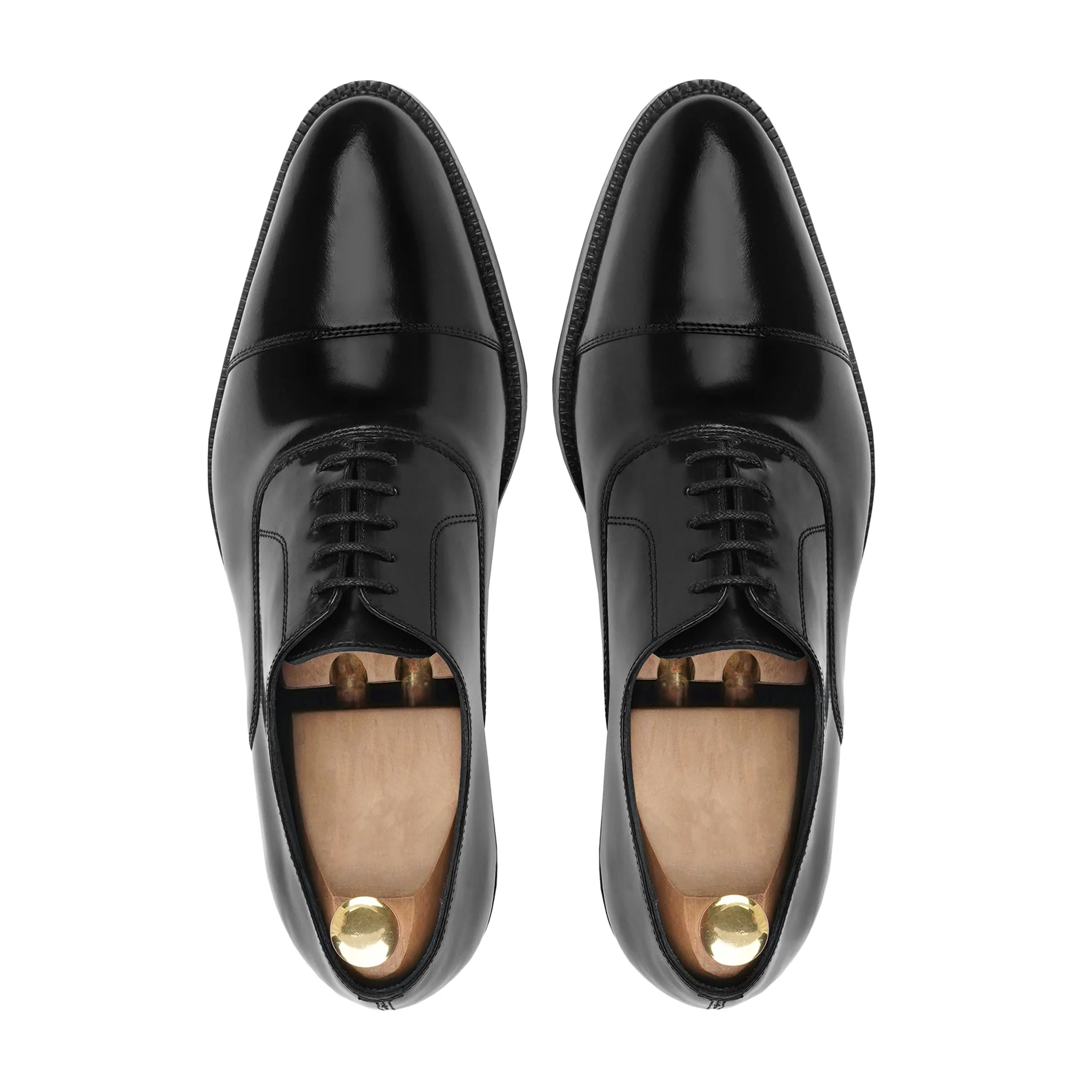 Ascot - Men's Black Box Leather High Shine Oxford Shoe - Image 3