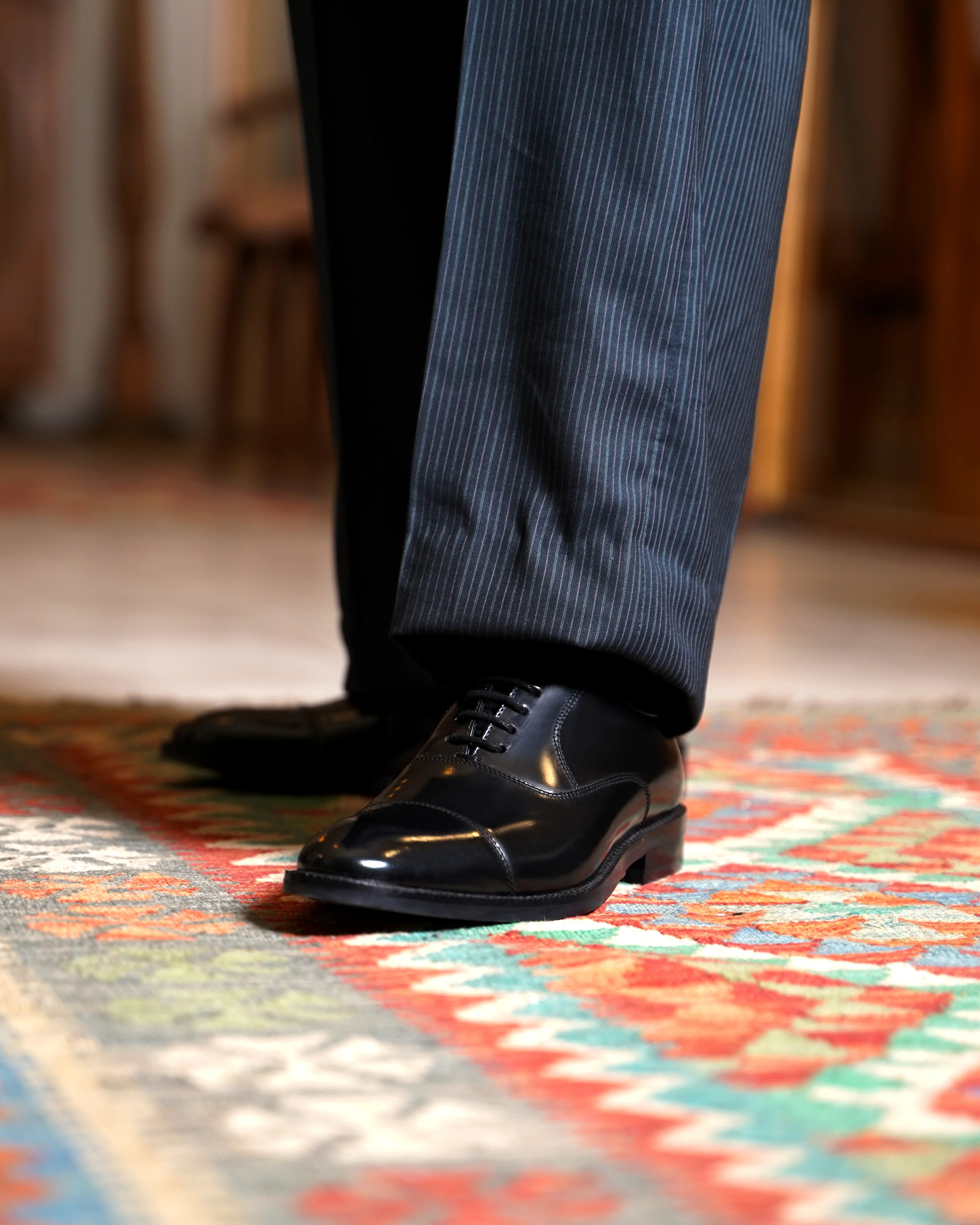 Ascot - Men's Black Box Leather High Shine Oxford Shoe - Image 5