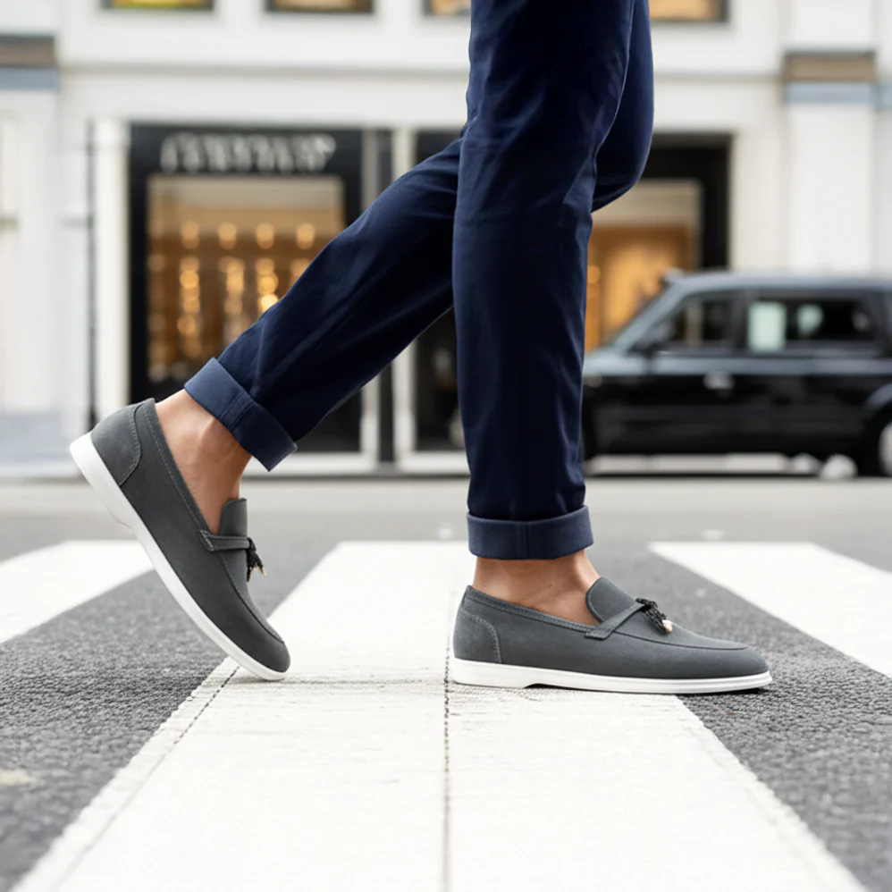 Aura - Men's Charcoal Grey Suede Loafer - Image 5