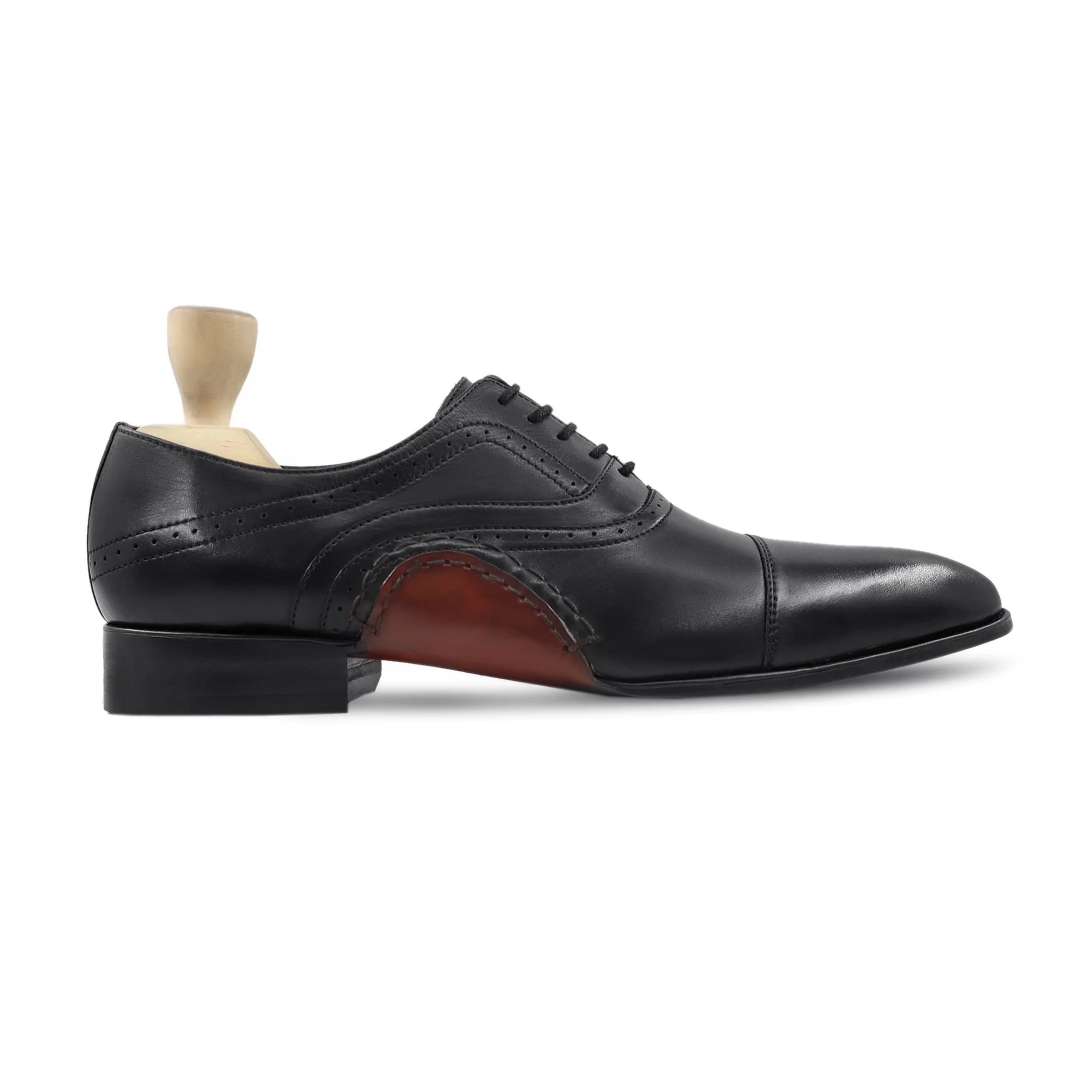 Svart - Men's Black Calf Leather Oxford Shoe - Image 2