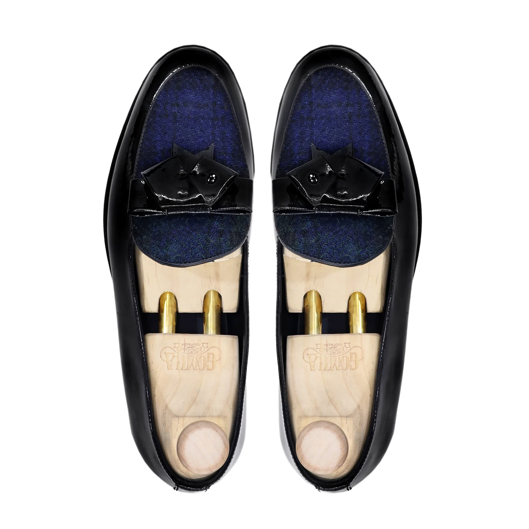 Brayan - Men's Black Patent Leather and Harris Tweed Loafer - Image 3
