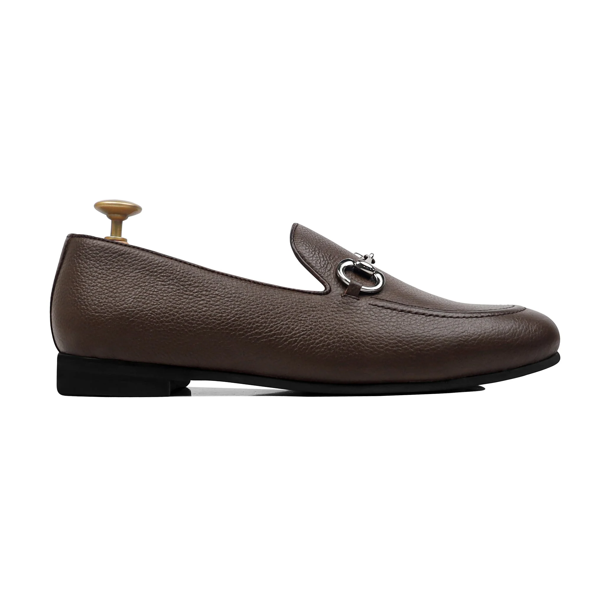 Byron - Men's Dark Brown Pebble Grain Leather Loafer - Image 2