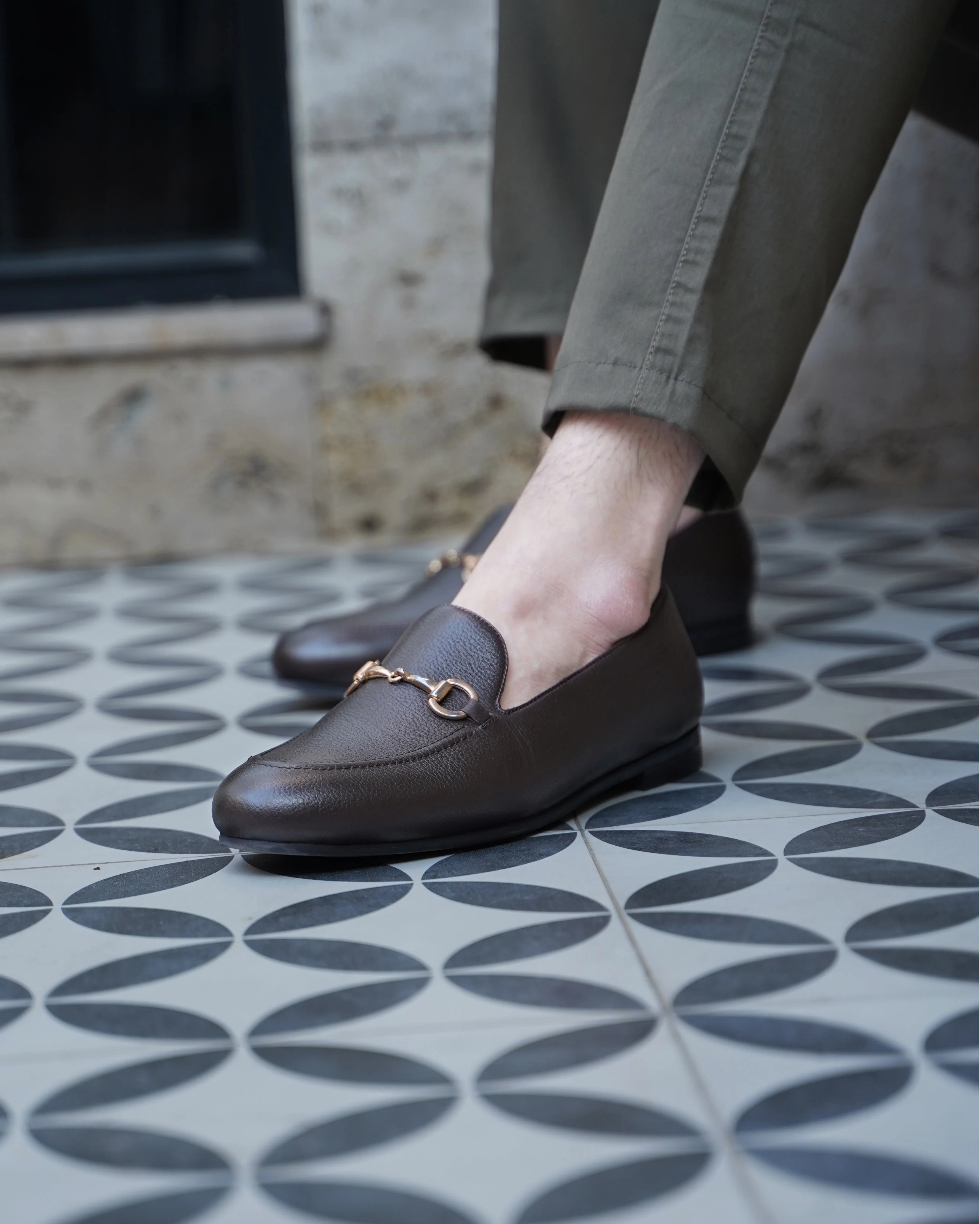 Byron - Men's Dark Brown Pebble Grain Leather Loafer - Image 4