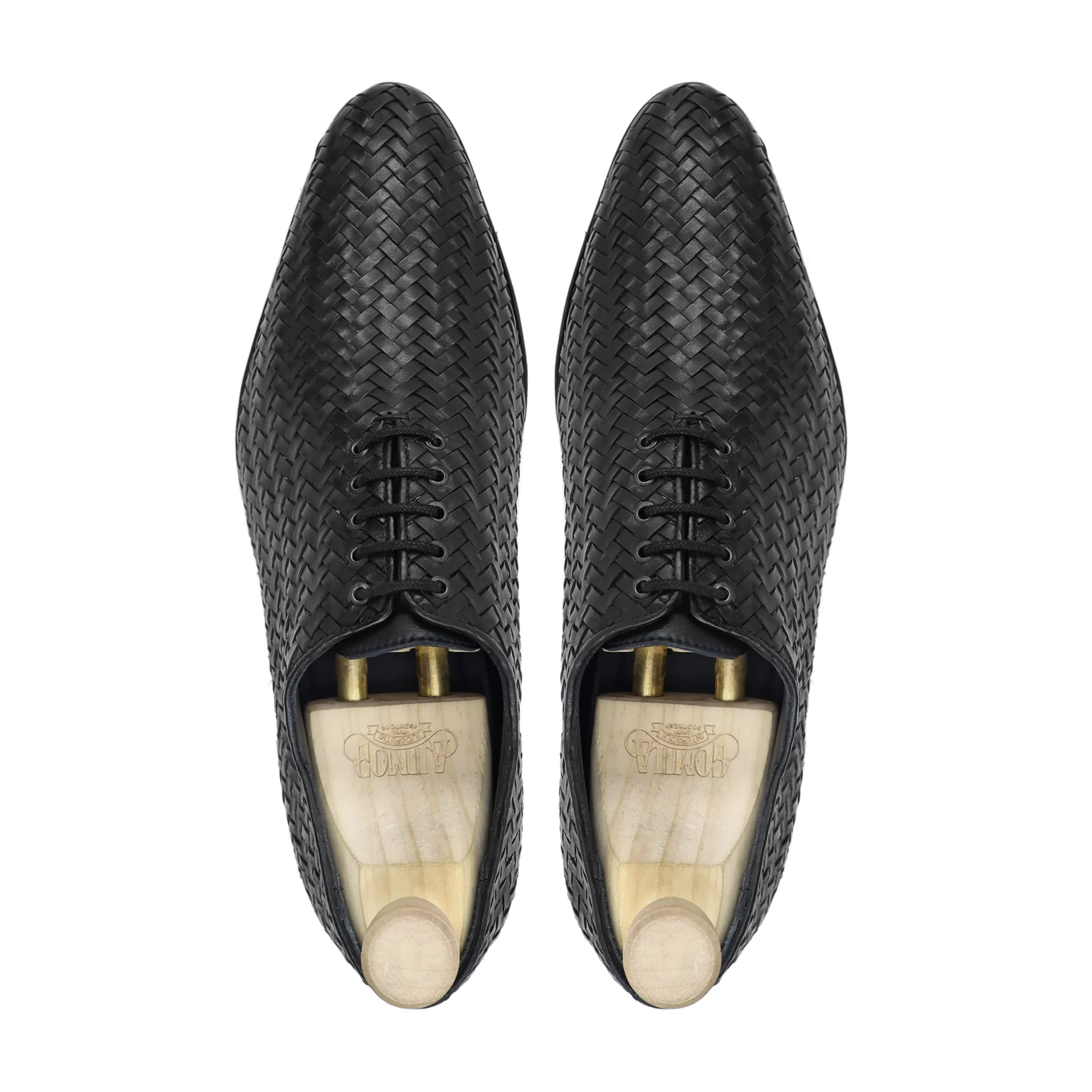 Ceria - Men's Black Hand Woven Calf Leather Wholecut Shoe - Image 3