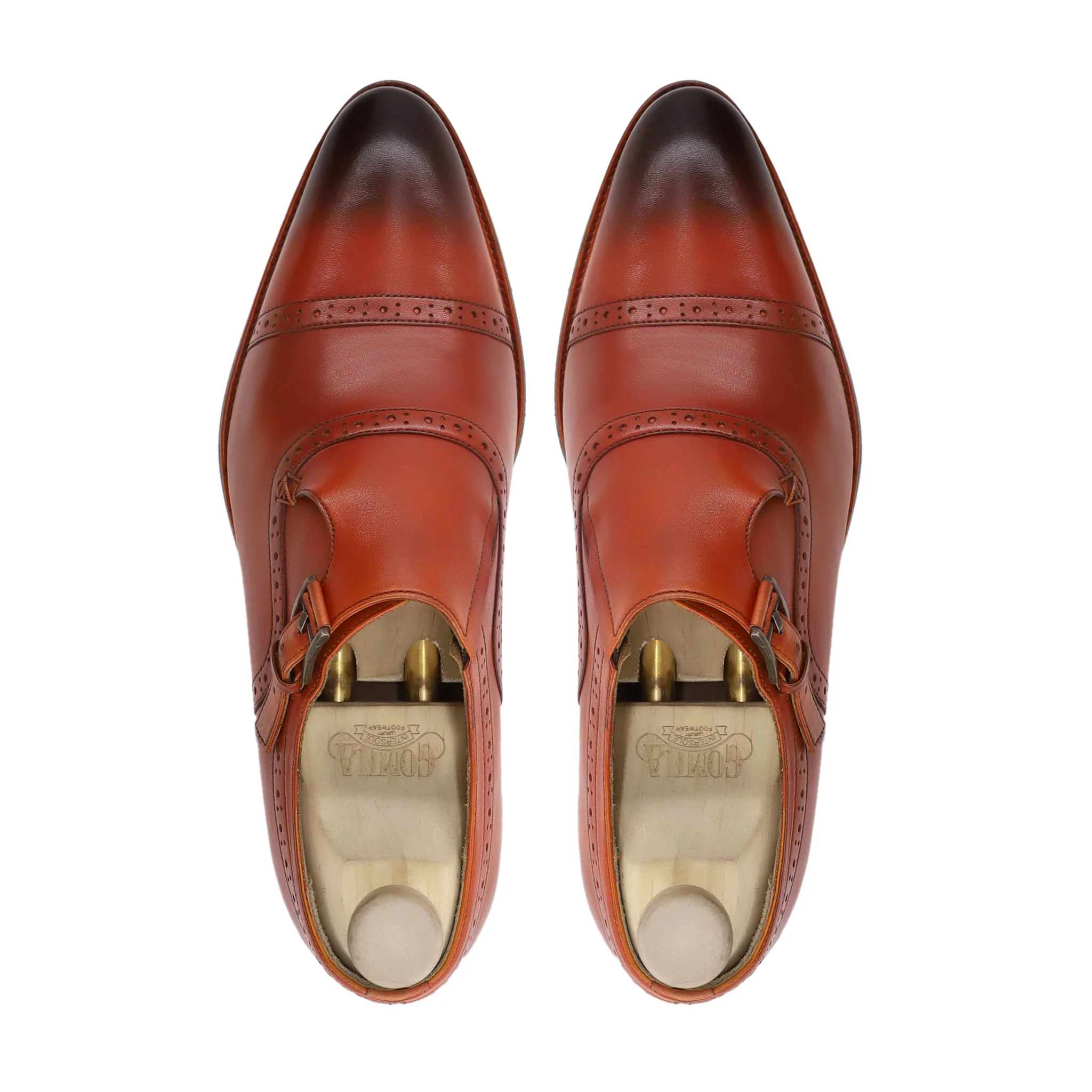 Cinda - Men's Orange Tan Calf Leather Single Monkstrap - Image 3