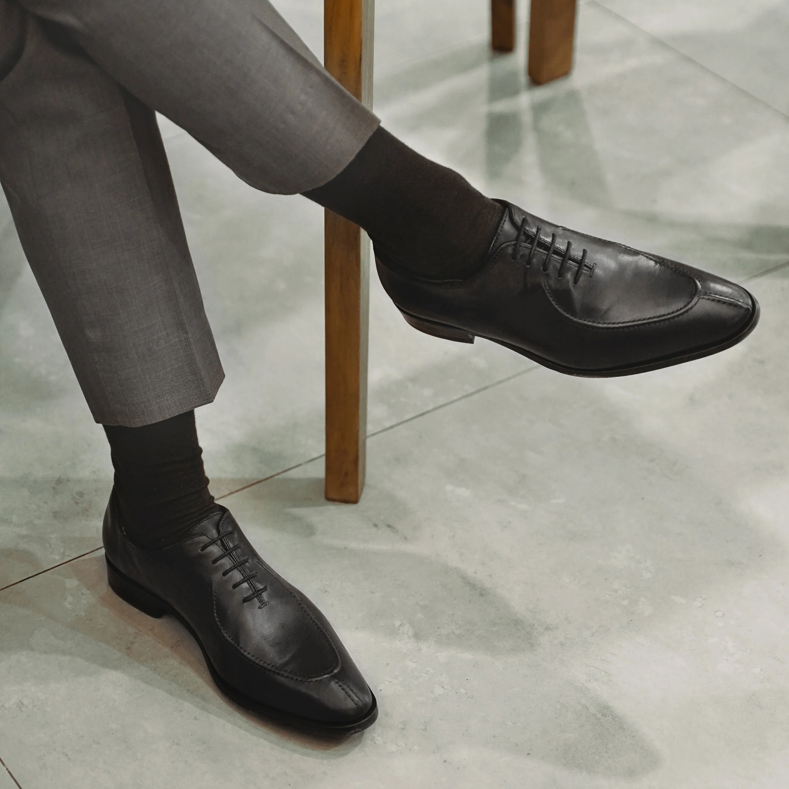 Corded - Men's Black Calf Leather Wholecut Shoe - Image 5