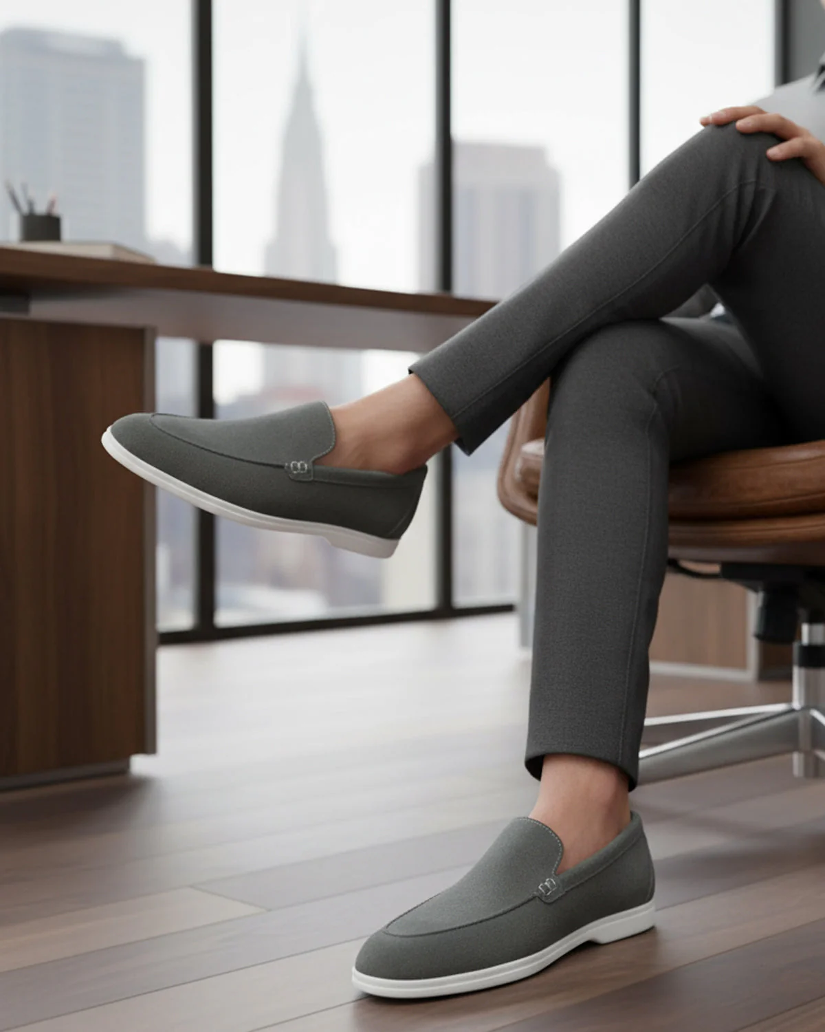 Crest - Men's Charcoal Grey Suede Loafer - Image 4
