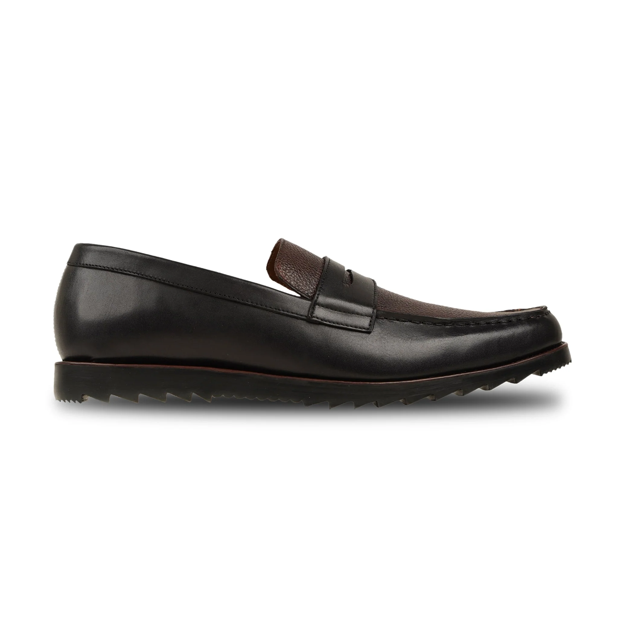 Kariya - Men's Dark Brown Calf and Pebble Grain Leather Loafer - Image 2