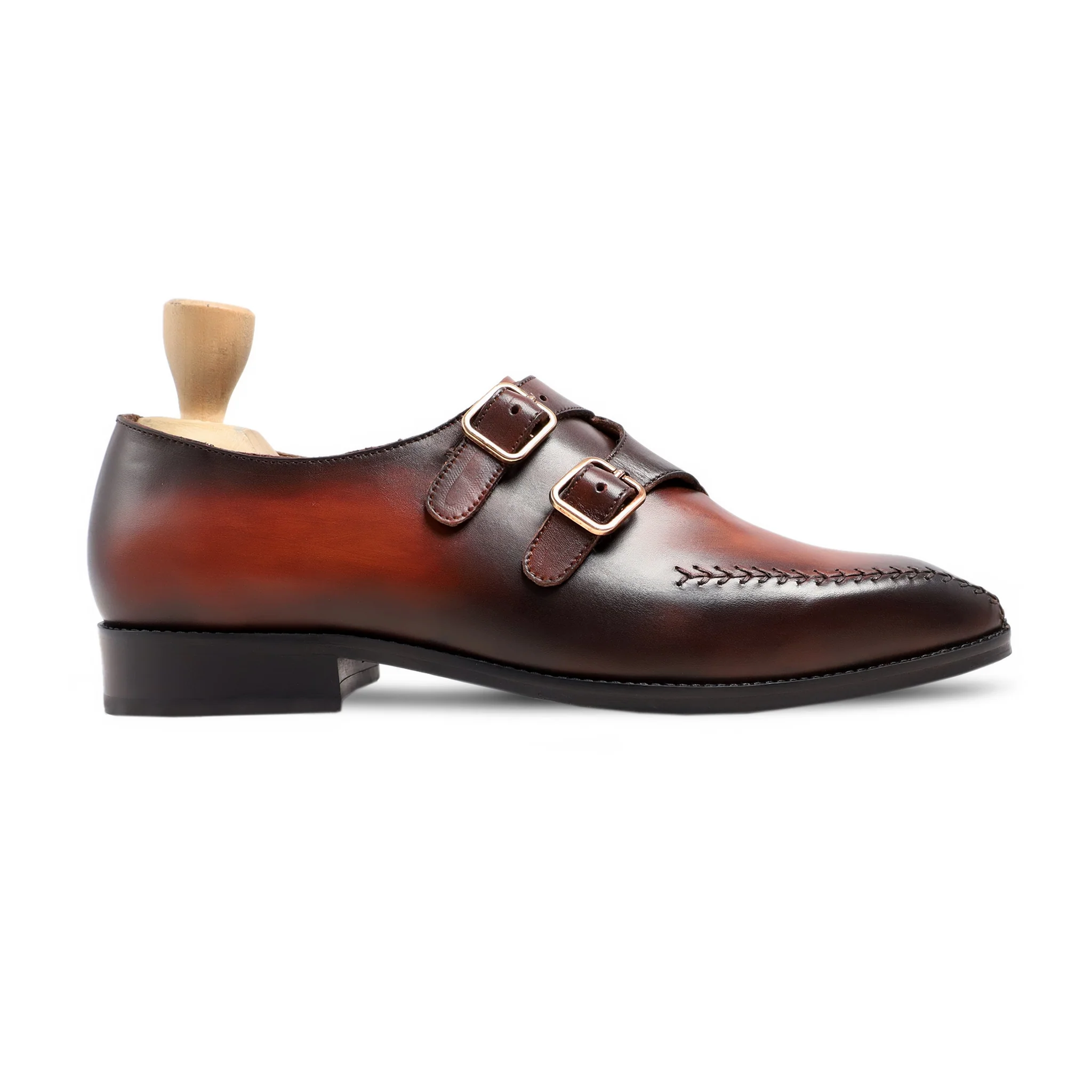 Darlita - Men's Burnished Brown Patina Double Monkstrap - Image 2
