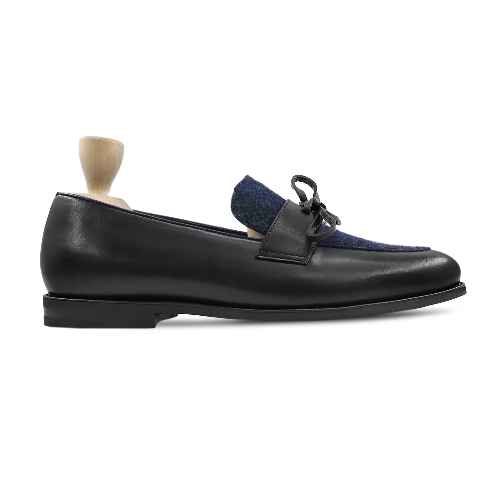 Demir - Men's Black Calf Leather and Harris Tweed Loafer - Image 2