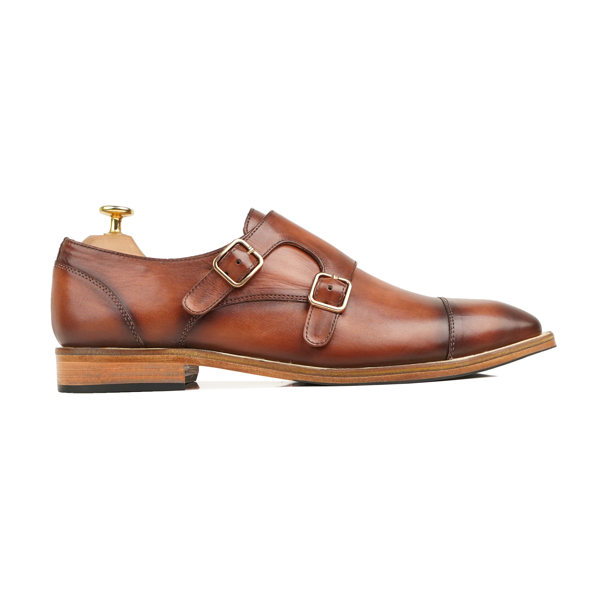 Canon - Men's Burnished Brown Calf Leather Double Monkstrap - Image 2