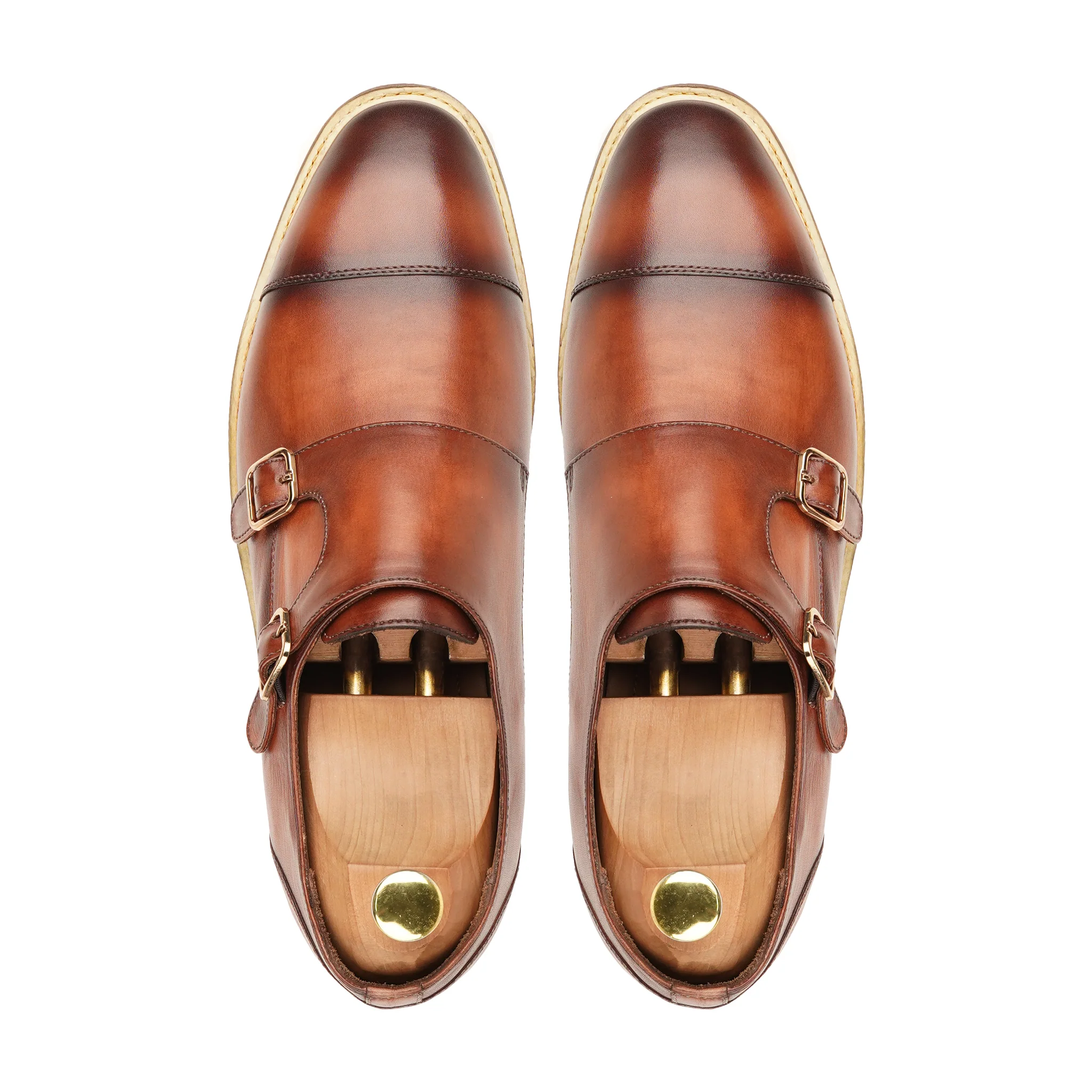 Canon - Men's Burnished Brown Calf Leather Double Monkstrap - Image 3