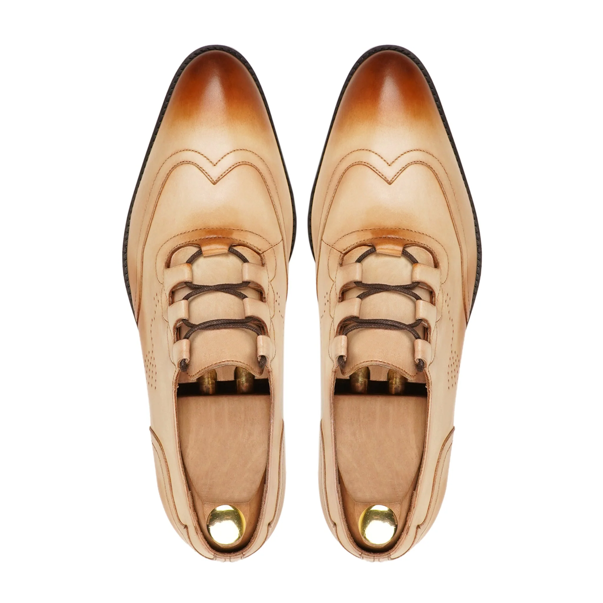 Edison - Men's Burnished Beige Calf Leather Oxford Shoe - Image 3