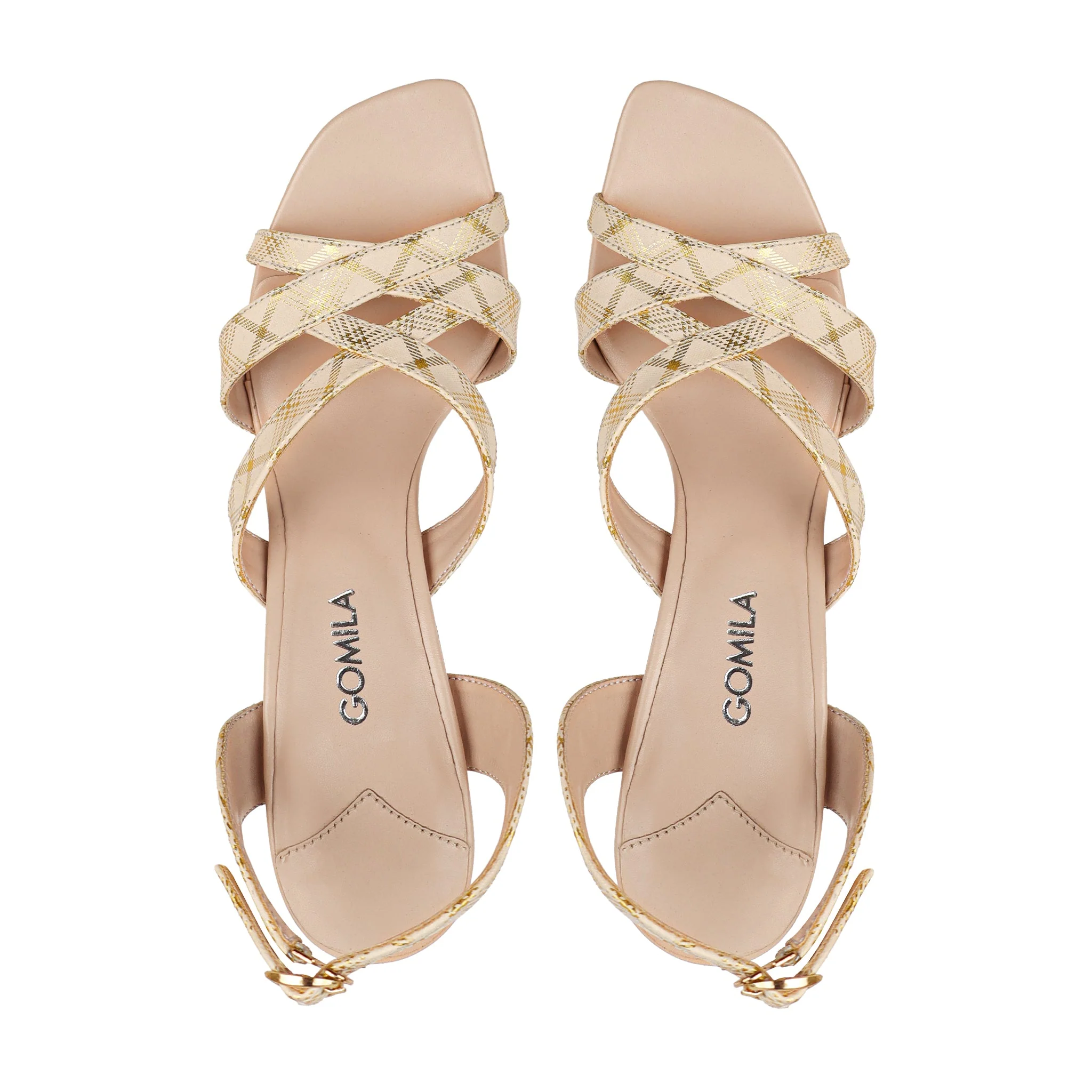 Elaira - Women's Argyle Beige Heels - Image 3