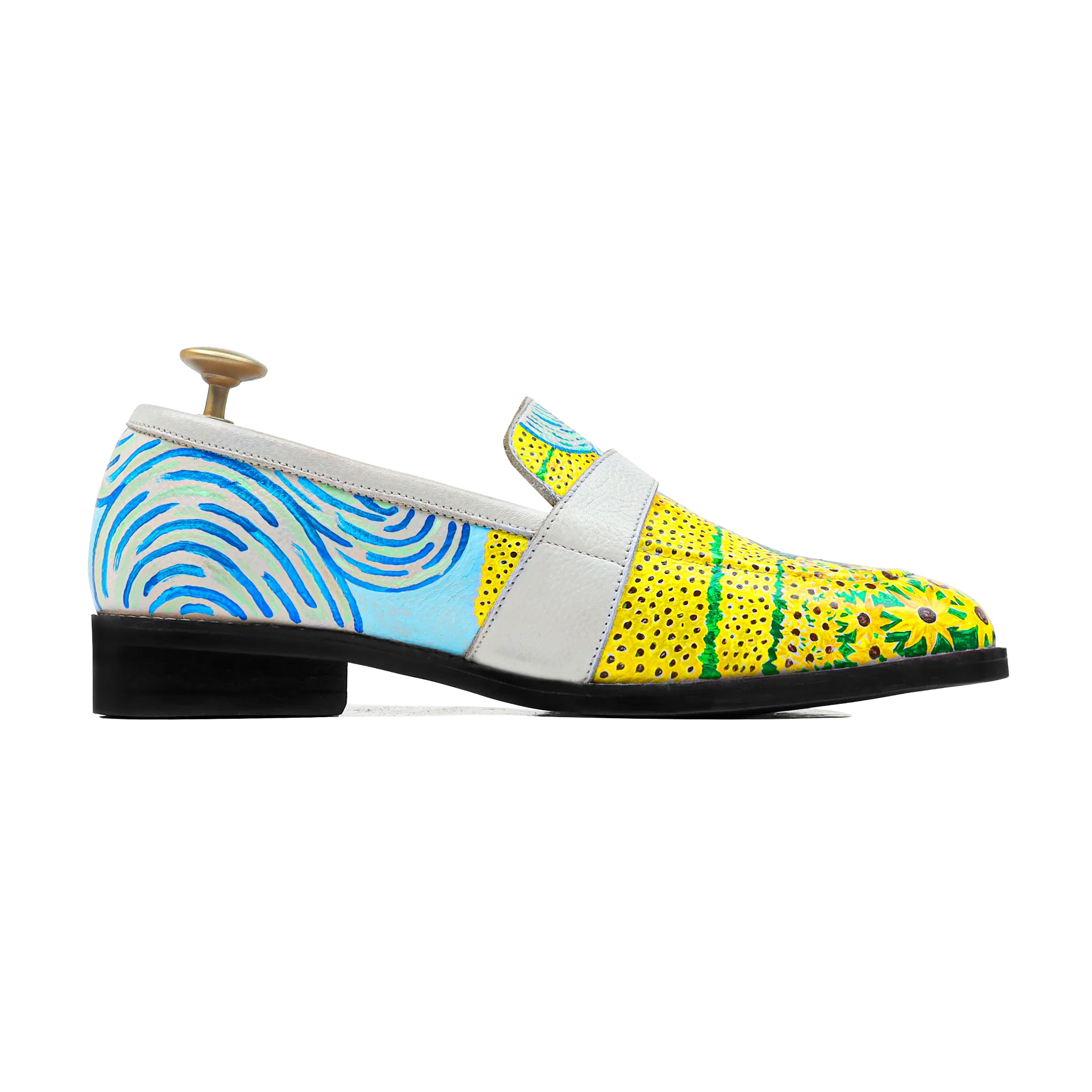 Elios - Men's White Hand Painted Strapped Loafer - Image 4