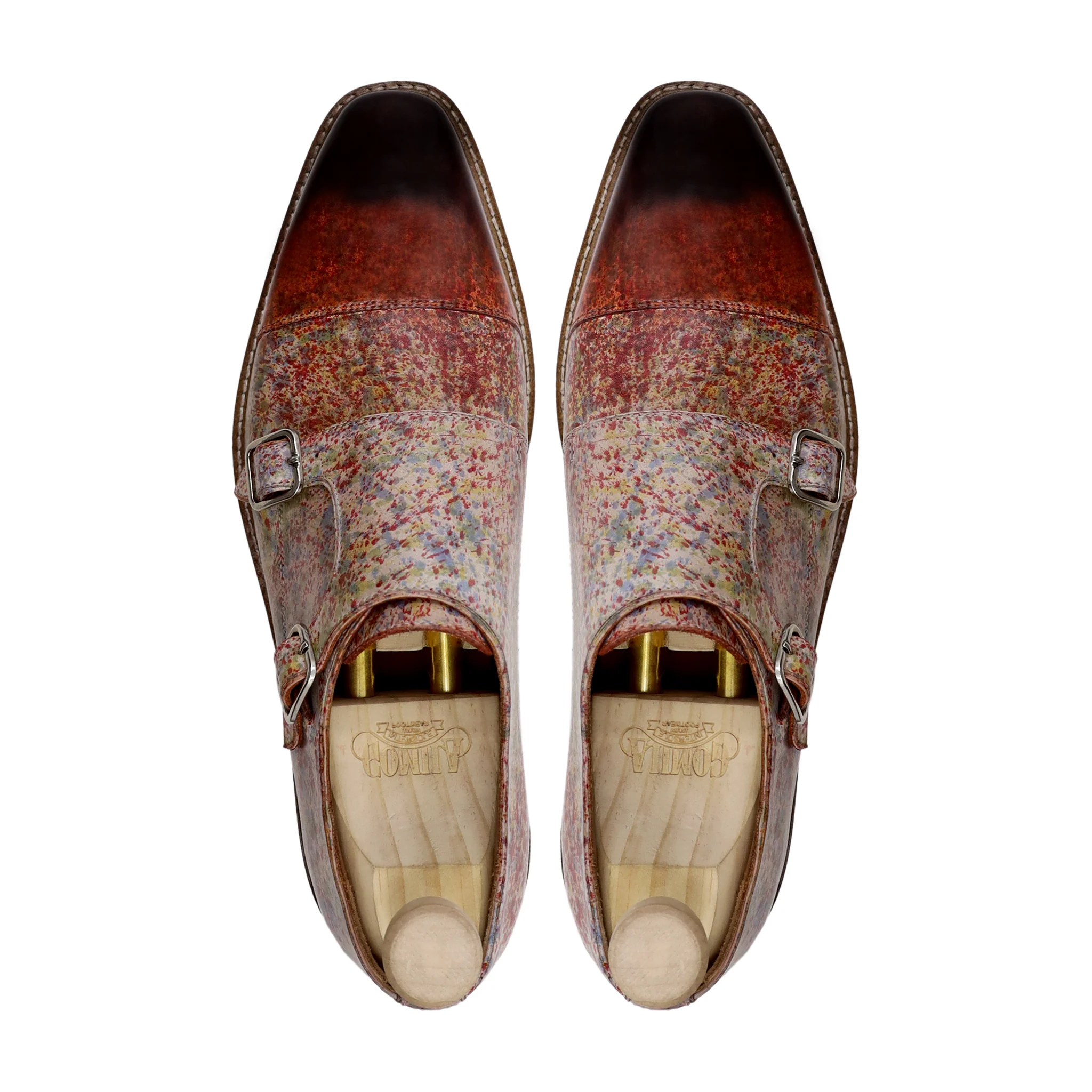 Emilio - Men's Multi Coloured Jackson Pollock Calf Leather Double Monkstrap - Image 3