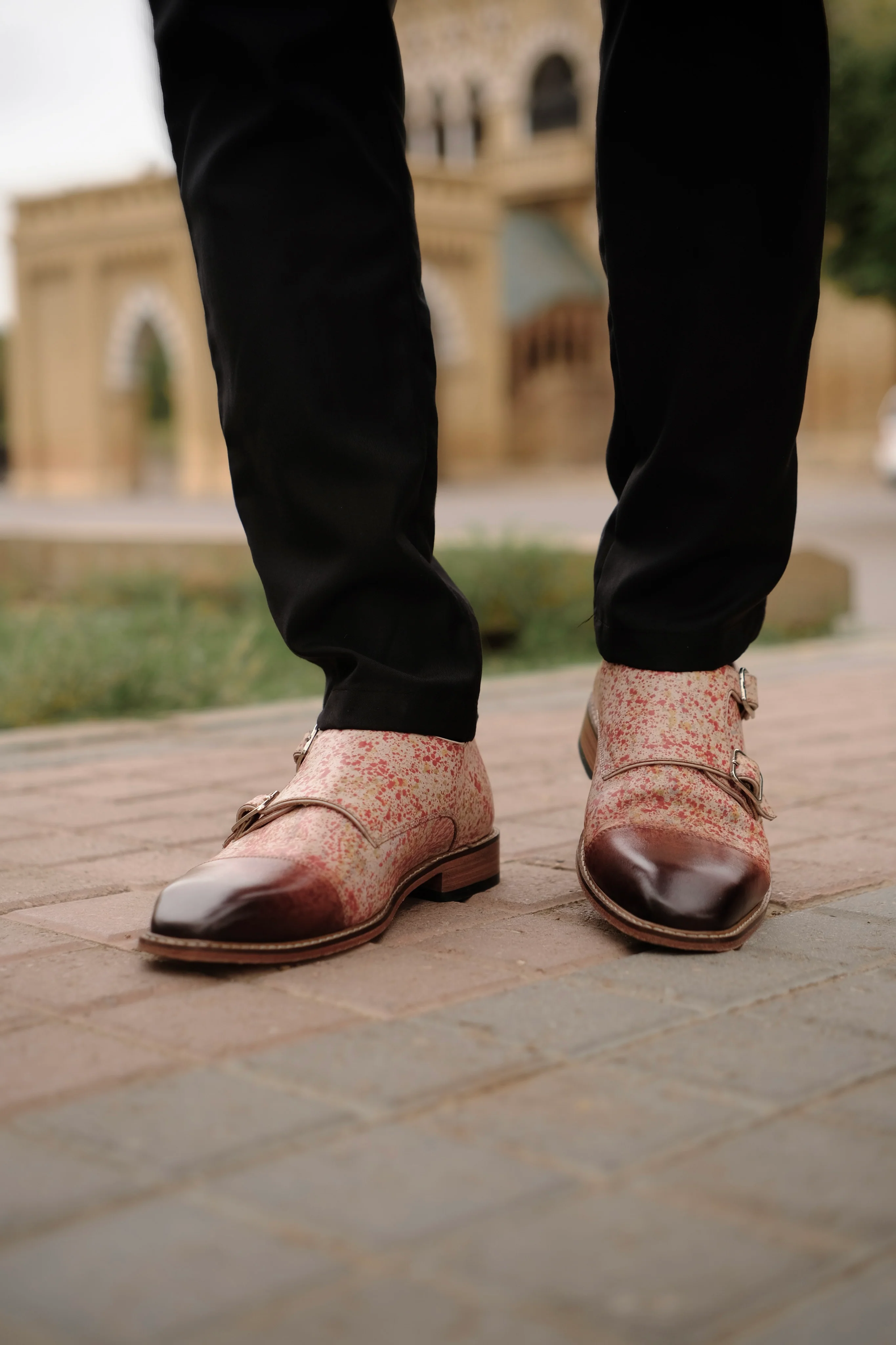 Emilio - Men's Multi Coloured Jackson Pollock Calf Leather Double Monkstrap - Image 9