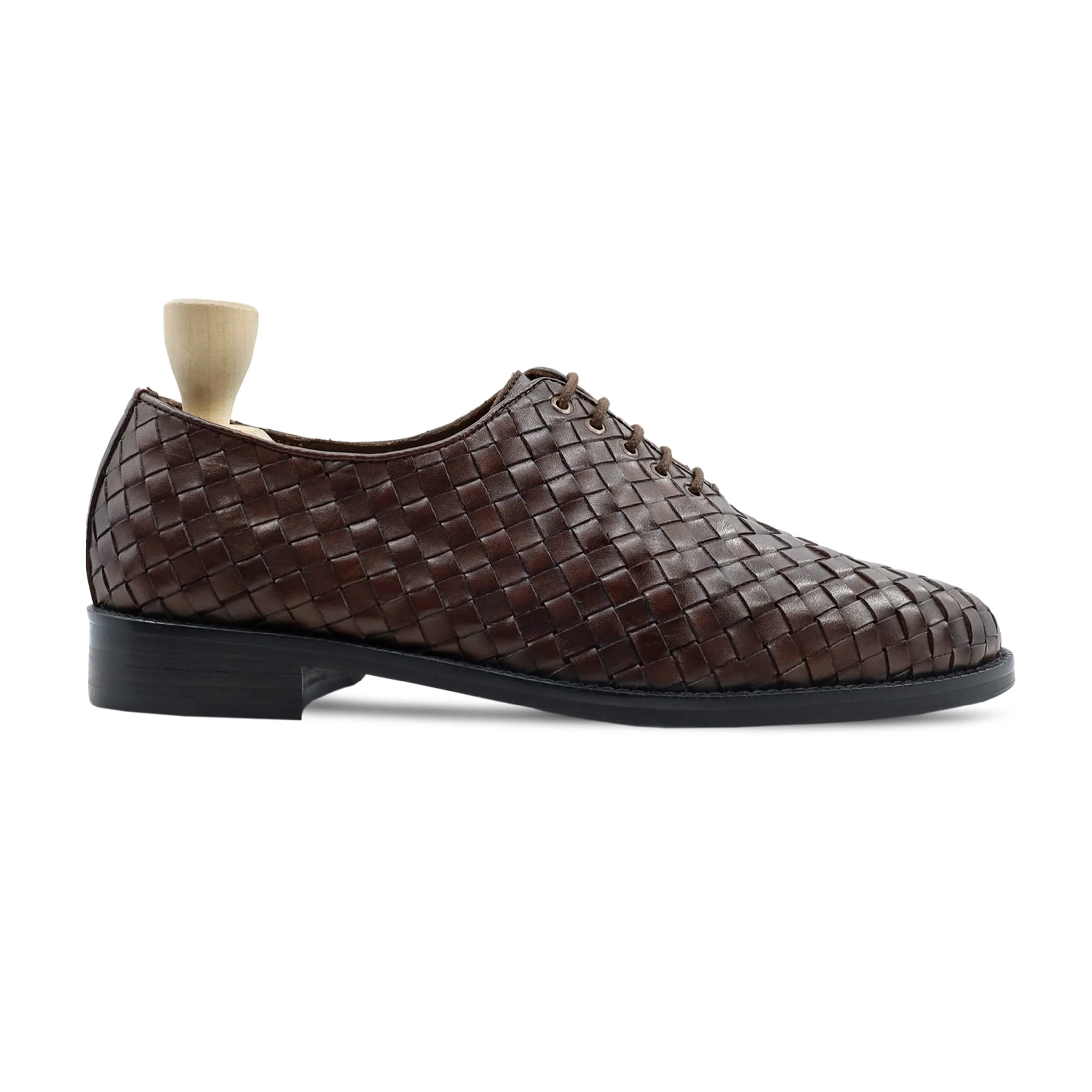 Foxfonna - Men's Dark Brown Hand Woven Calf Leather Wholecut Shoe - Image 2