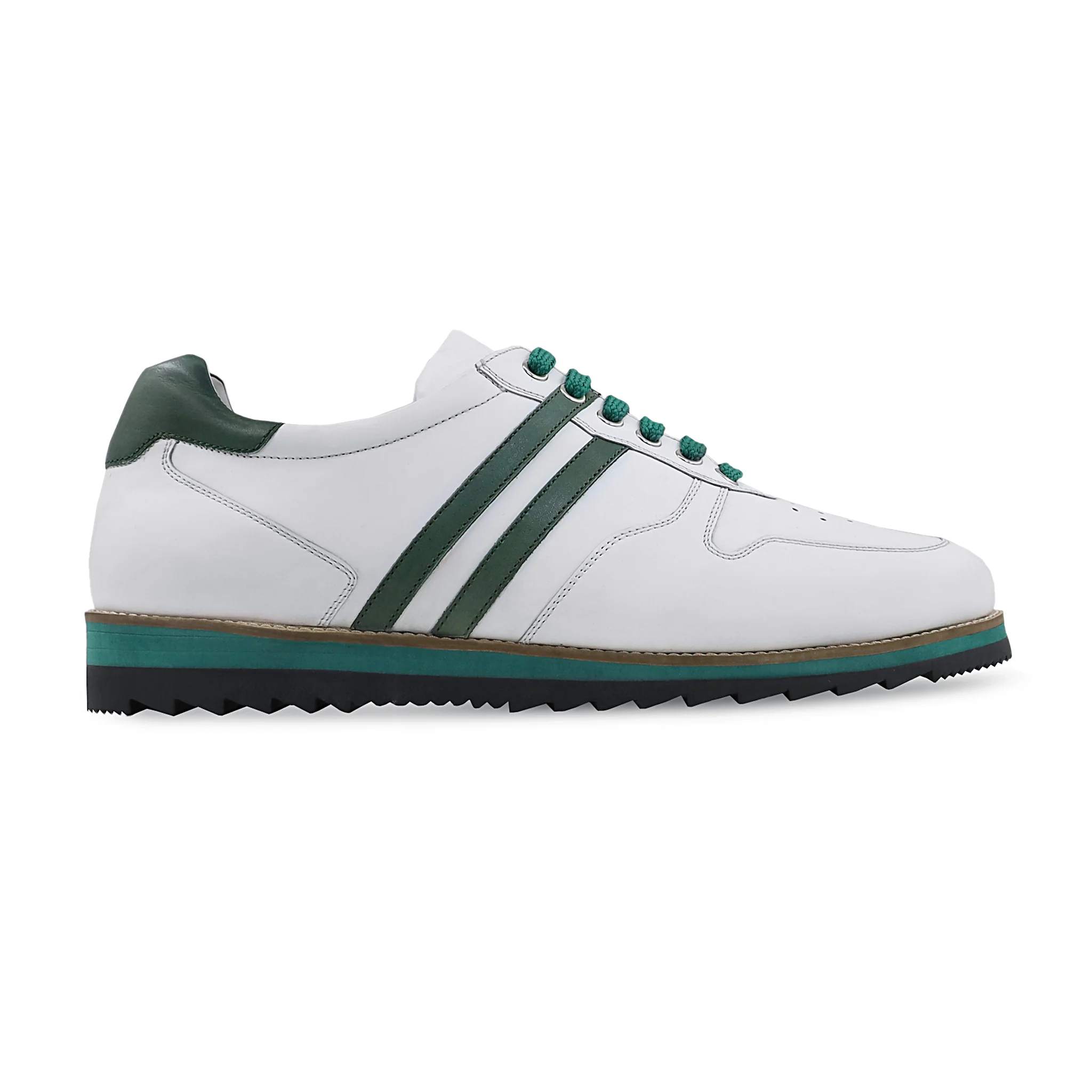 Gavyn - Men's White and Green Leather Jogger - Image 2