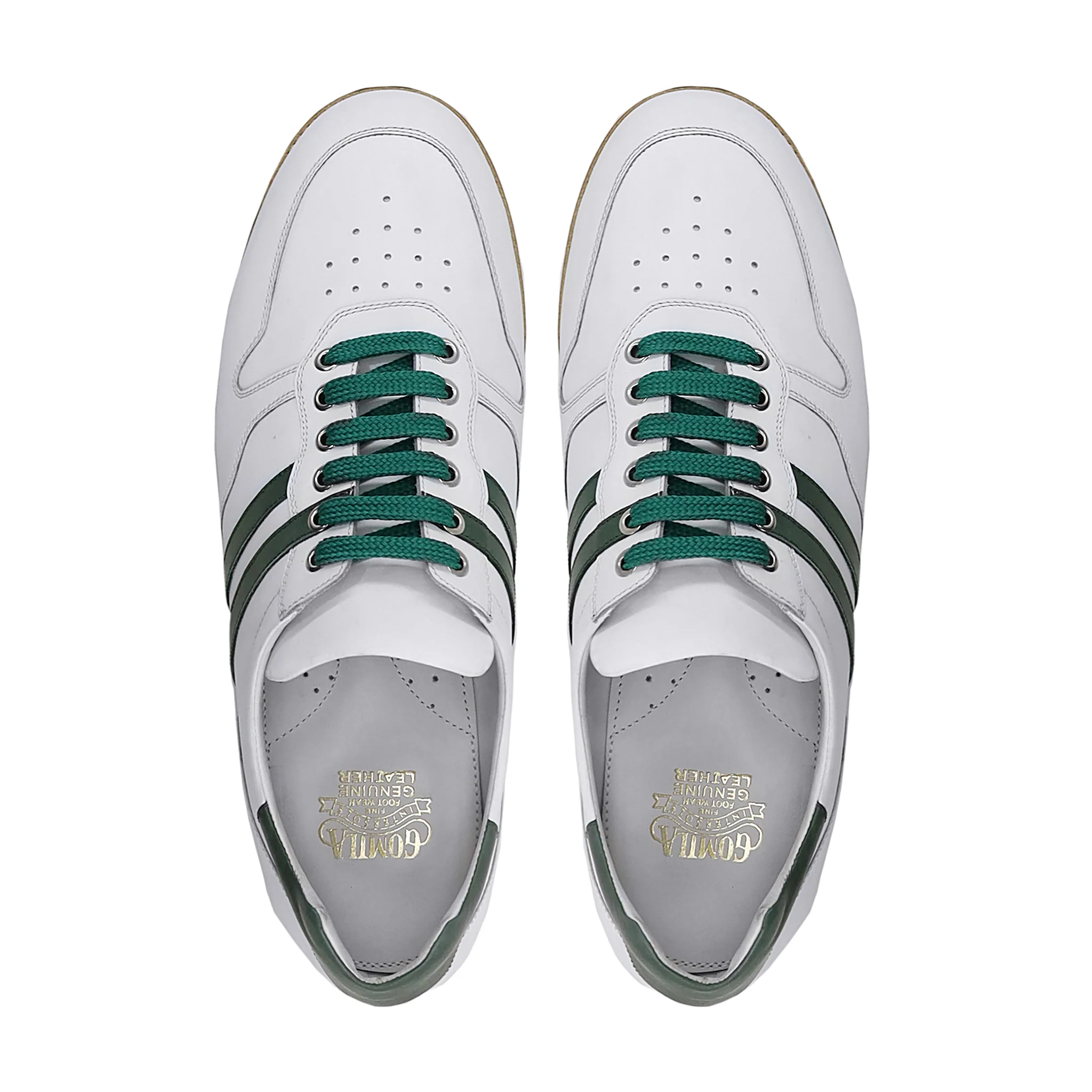 Gavyn - Men's White and Green Leather Jogger - Image 3