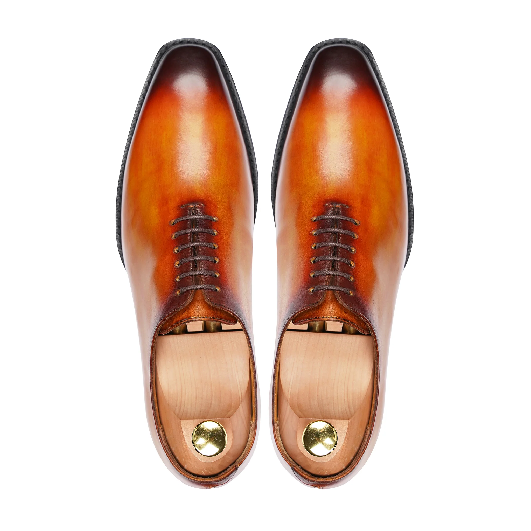 Dino - Men's Burnished Tan Patina Calf Leather Wholecut Shoe - Image 3