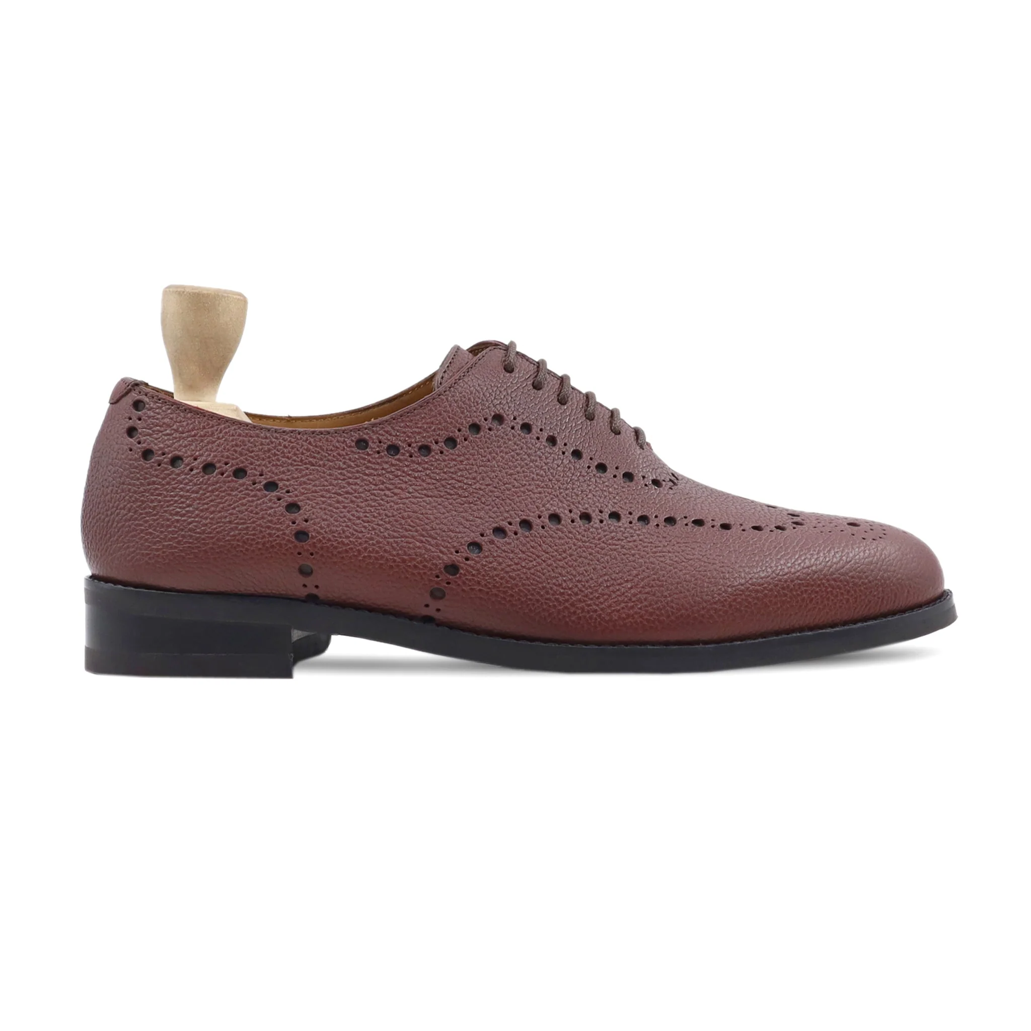 Graz - Men's Oxblood Pebble Grain Leather Wholecut Shoe - Image 2