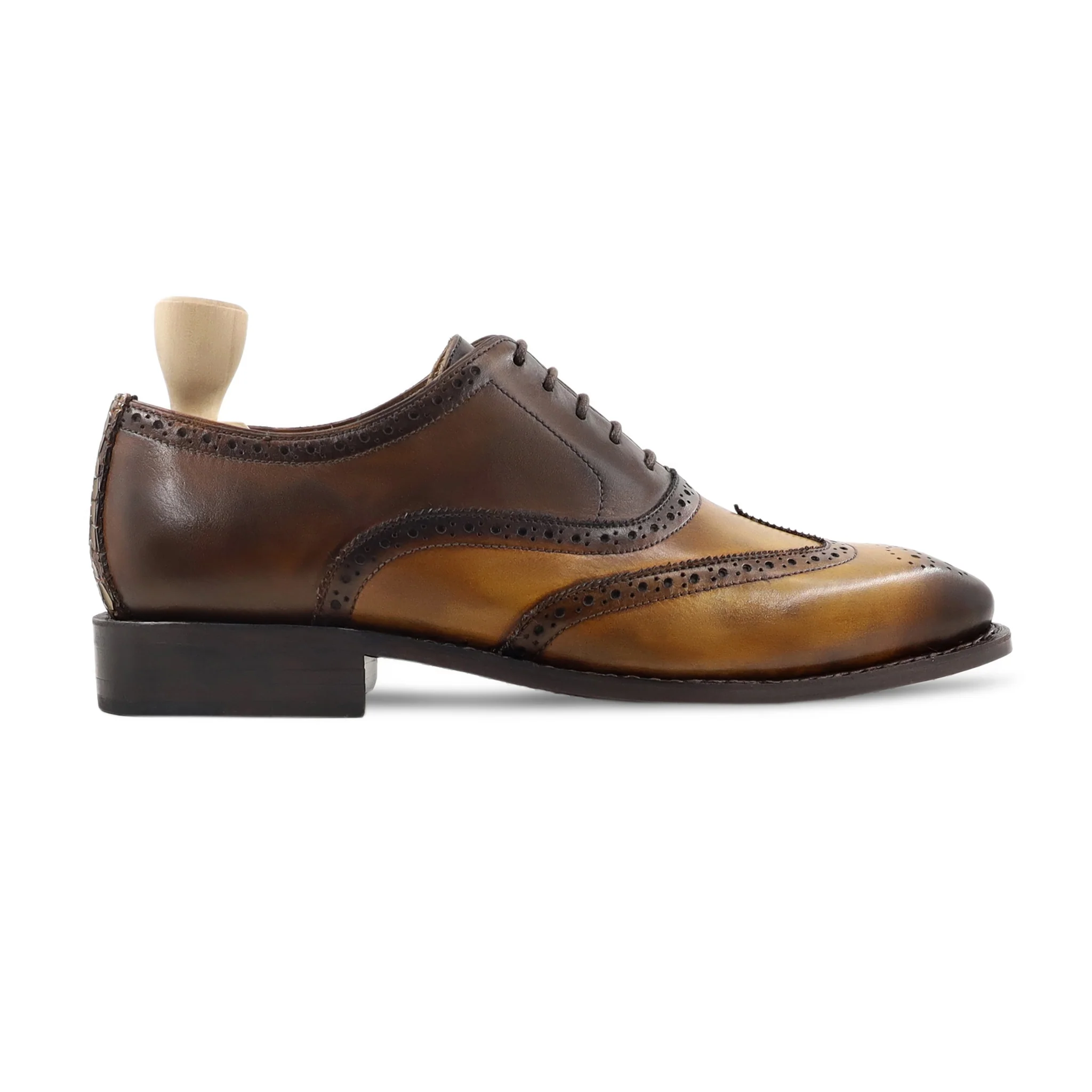 Harvana - Men's Burnished Tan Brown Calf Leather Oxford Shoe - Goodyear Welted - Image 2