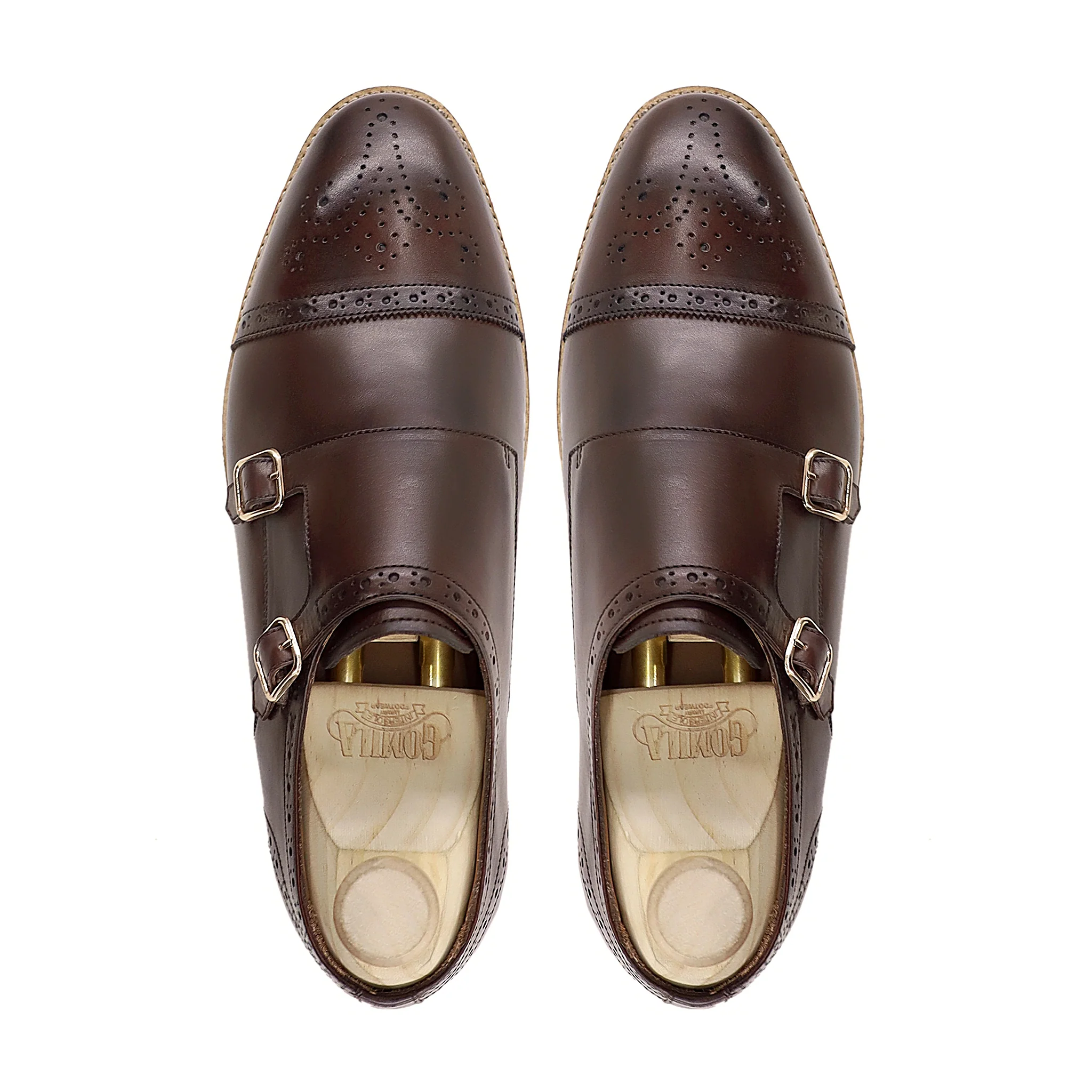 Haslit - Men's Dark Brown Calf Leather Double Monkstrap - Image 3