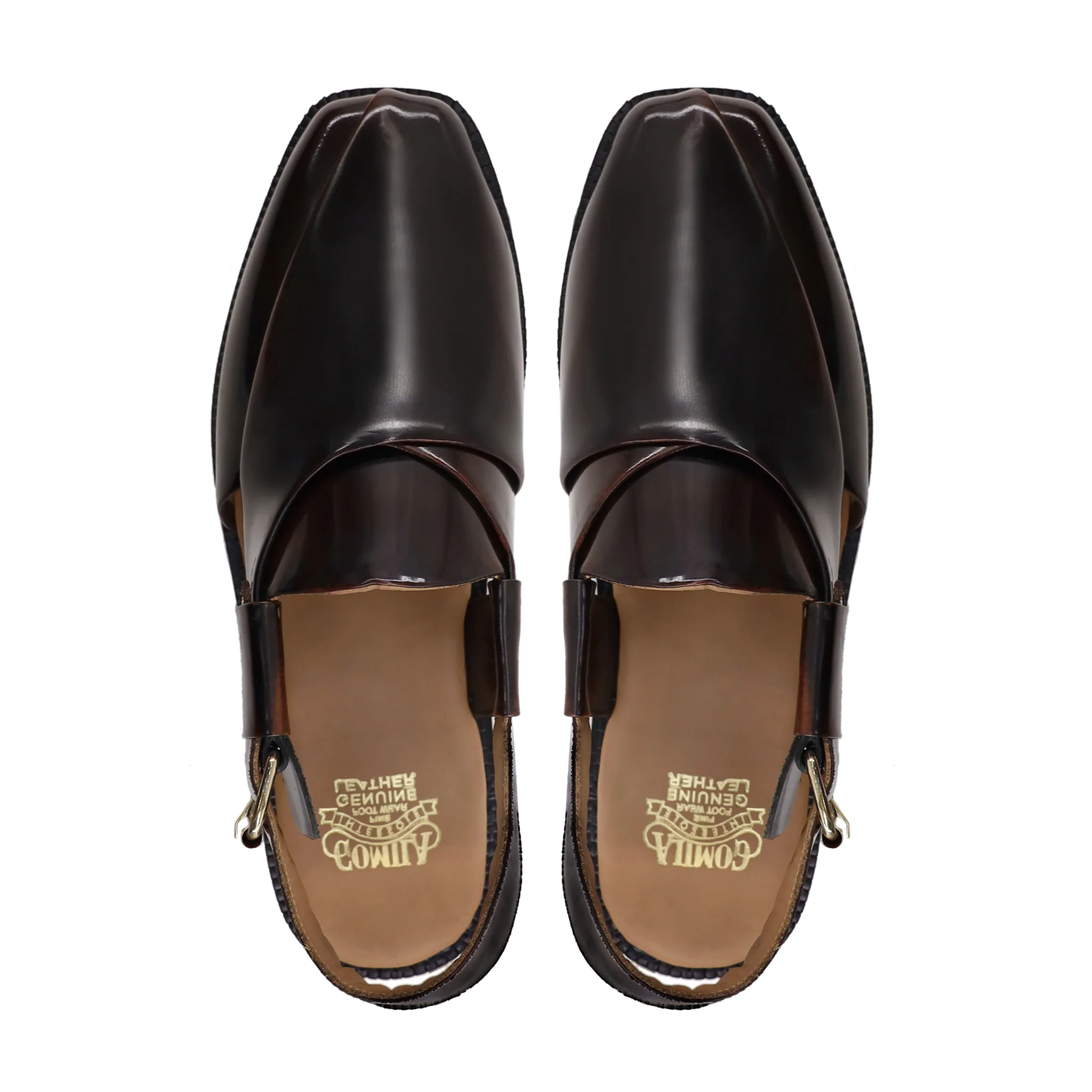 Hawes - Men's Dark Brown Box Leather High Shine Sandal - Image 3
