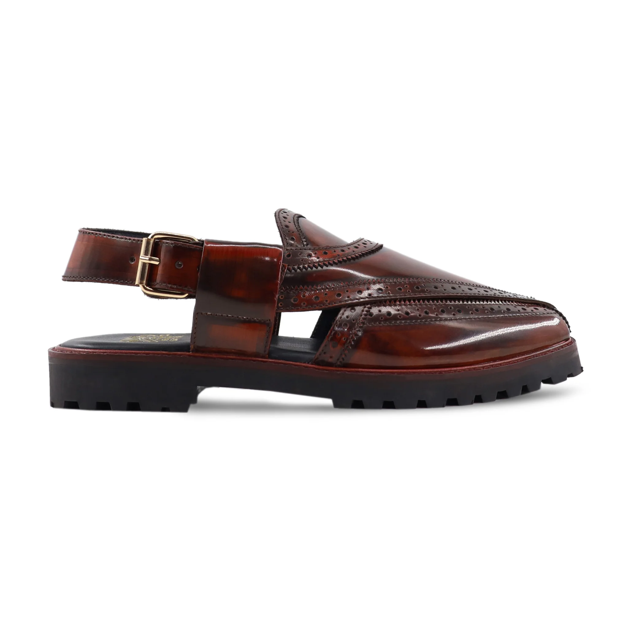 Hosei - Men's Oxblood Box Leather High Shine Sandal - Image 2