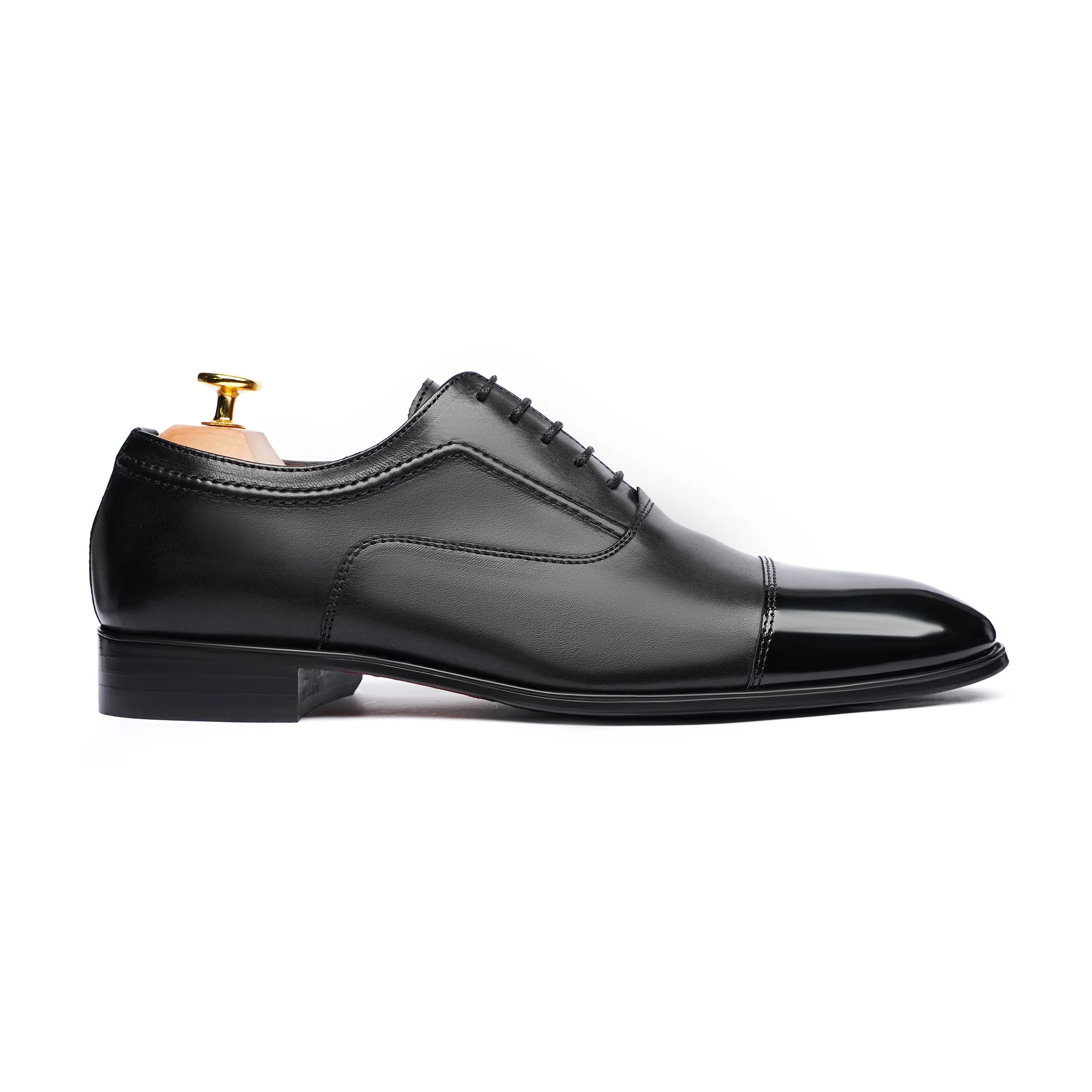 Istanbul - Men's Black Calf and Box Leather High Shine Oxford Shoe - Image 2