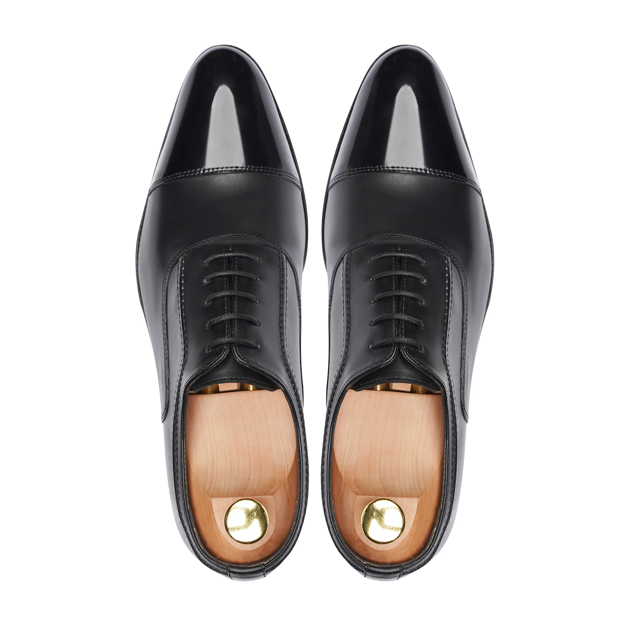 Istanbul - Men's Black Calf and Box Leather High Shine Oxford Shoe - Image 3