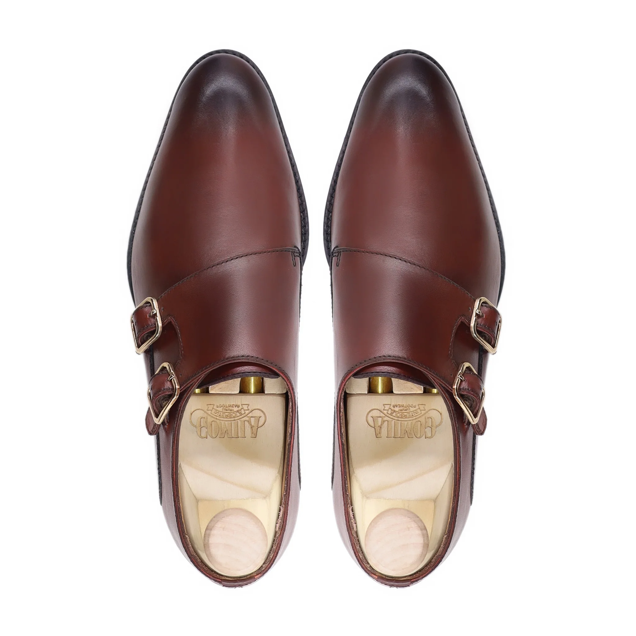 Jakari - Men's Burnished Oxblood Calf Leather Double Monkstrap - Image 3