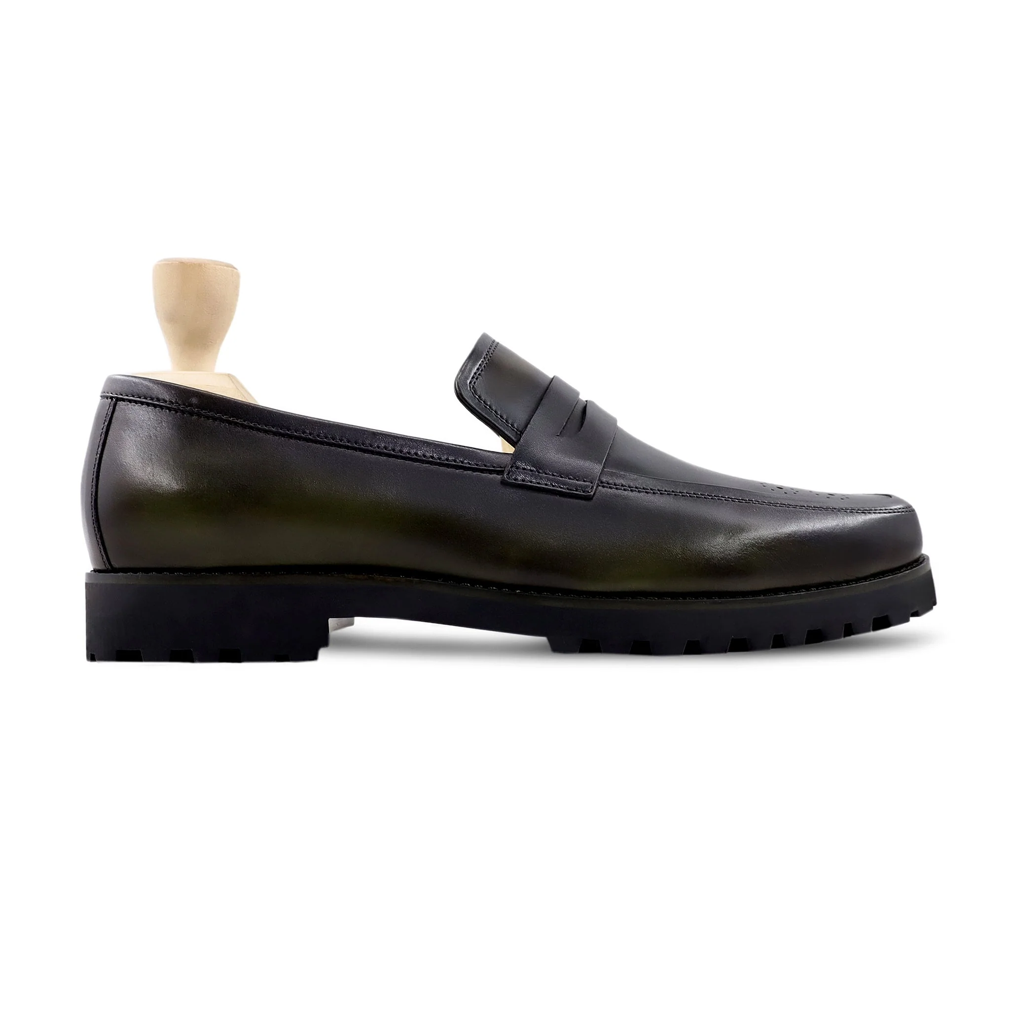 Jakarta - Men's Burnished Olive Green Calf Leather Loafer - Image 2