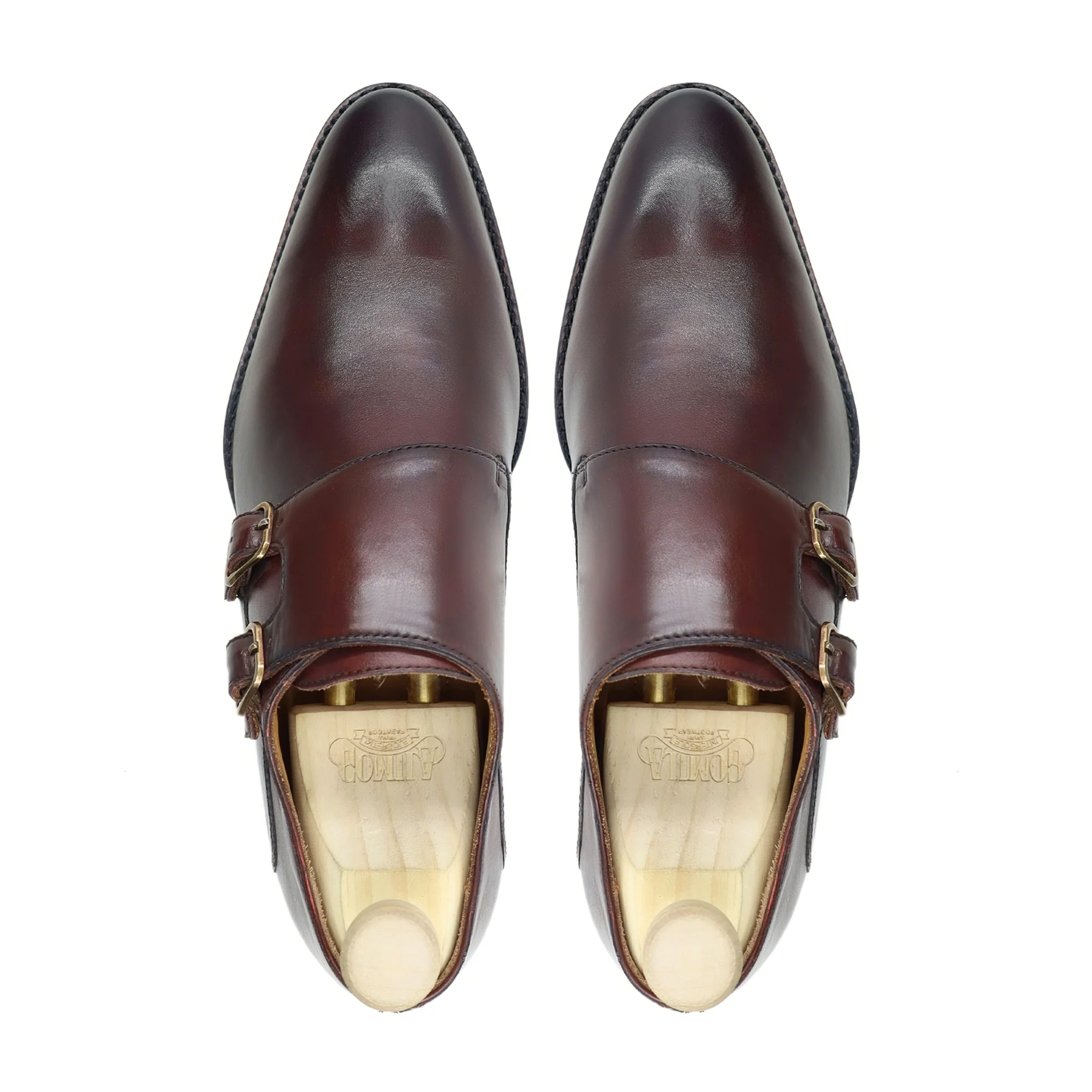 Jaworzno - Men's Oxblood Patina Calf Leather Double Monkstrap - Image 3