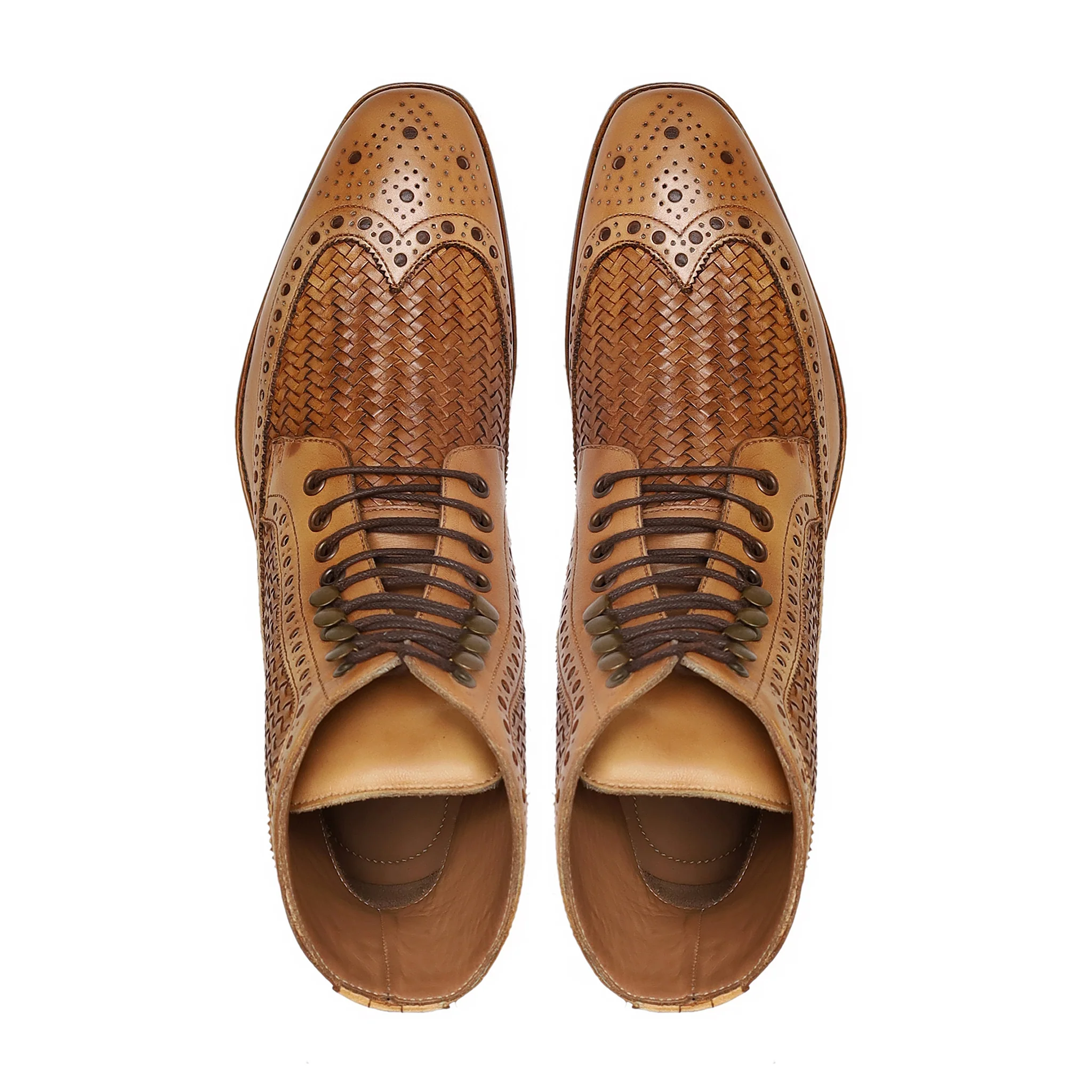 Judson - Men's Tan Hand Woven Calf Leather Boot - Image 3