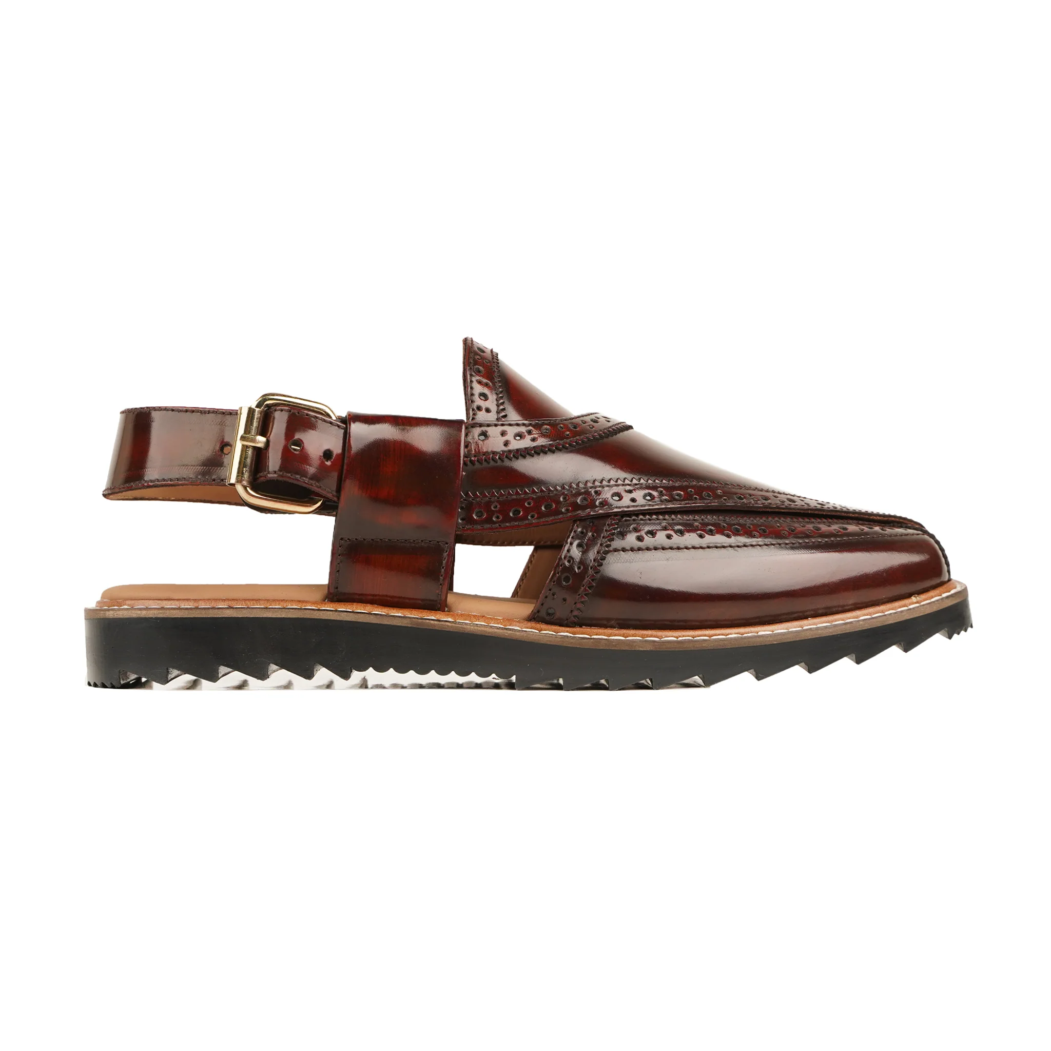 Katana - Men's Oxblood Box Leather High Shine Sandal - Image 2