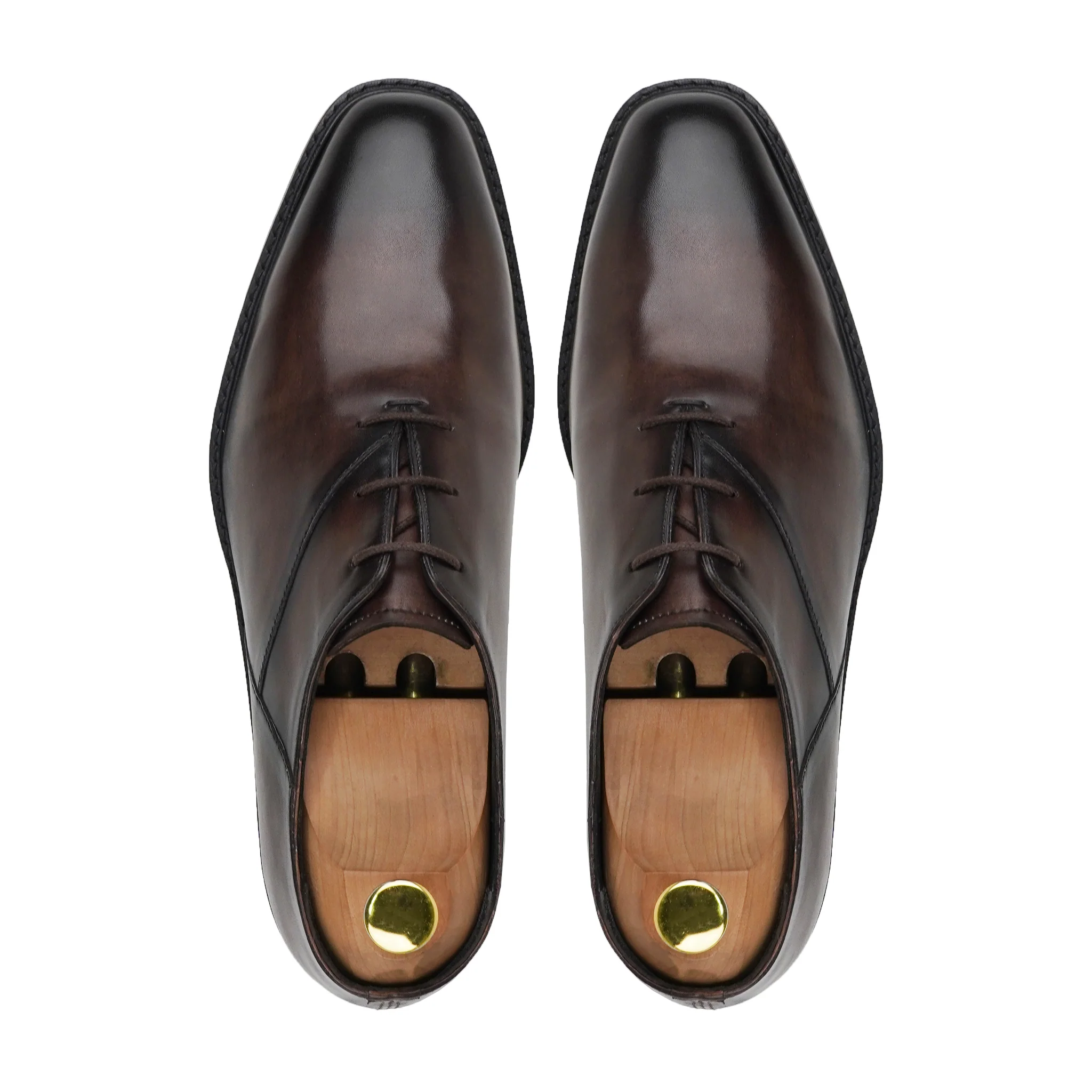 Kawasaki - Men's Burnished Brown Patina Calf Leather Oxford Shoe - Image 3