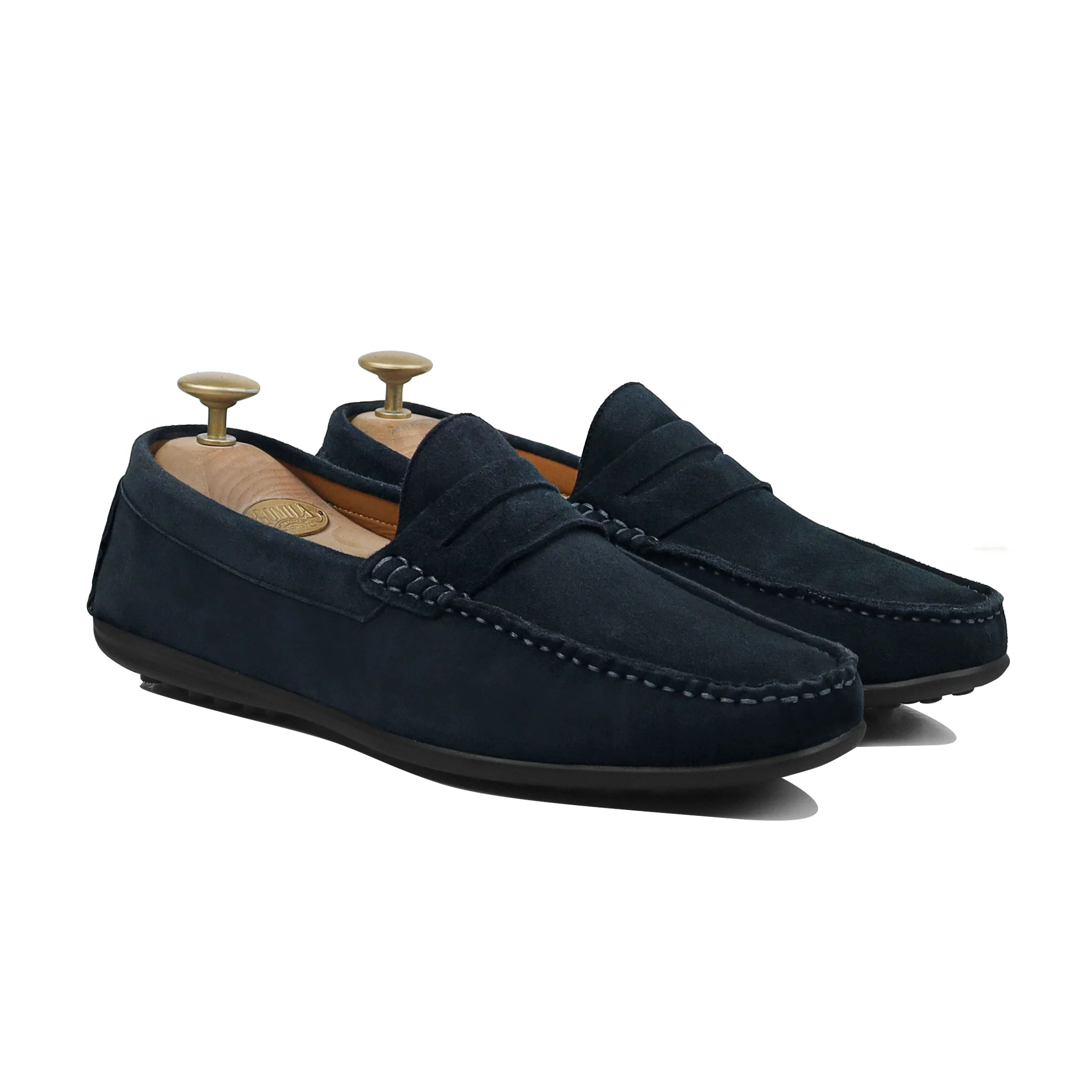 Knox - Men's Dark Blue Split Suede Driver Shoe