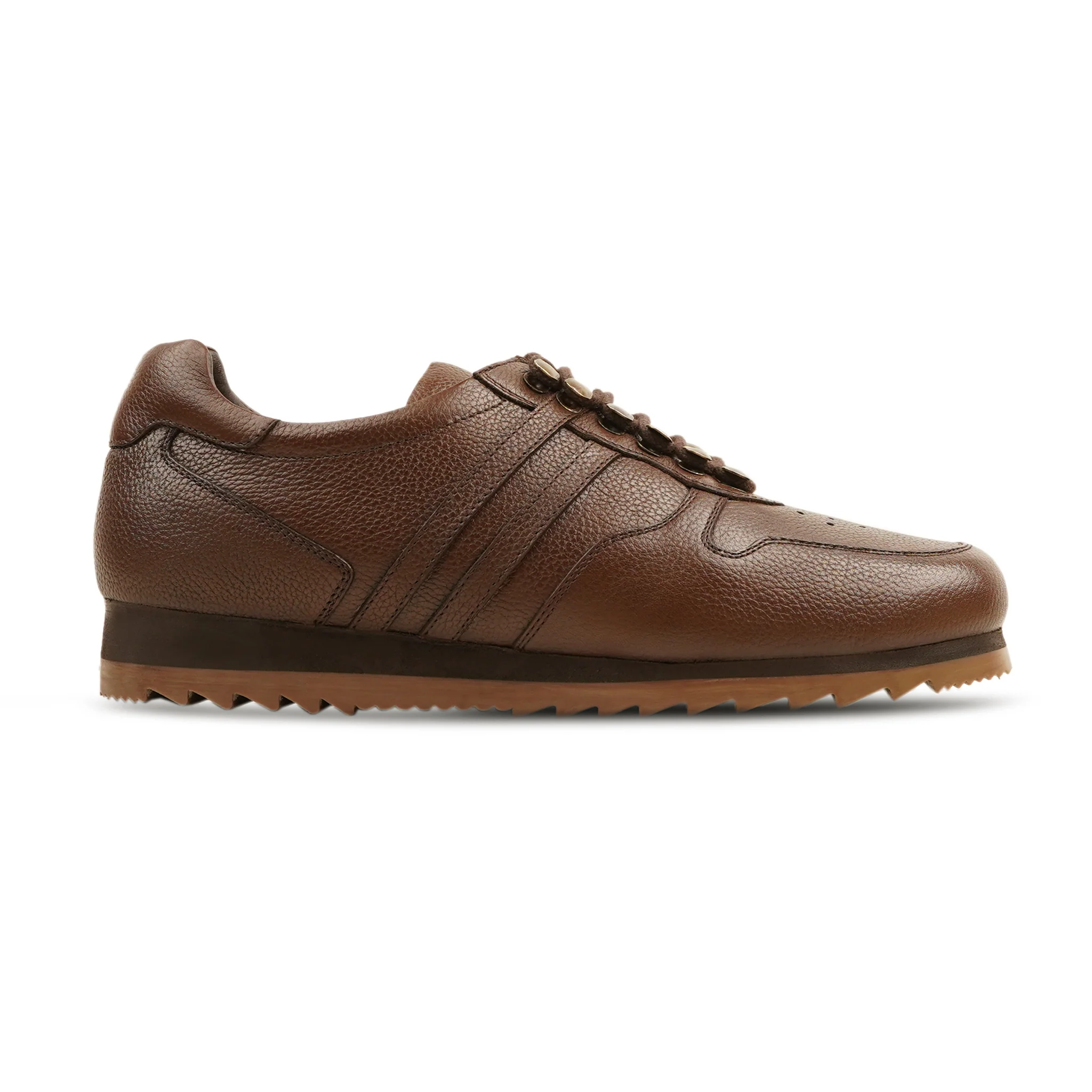 Kolding - Men's Dark Brown Pebble Grain Leather Jogger - Image 2