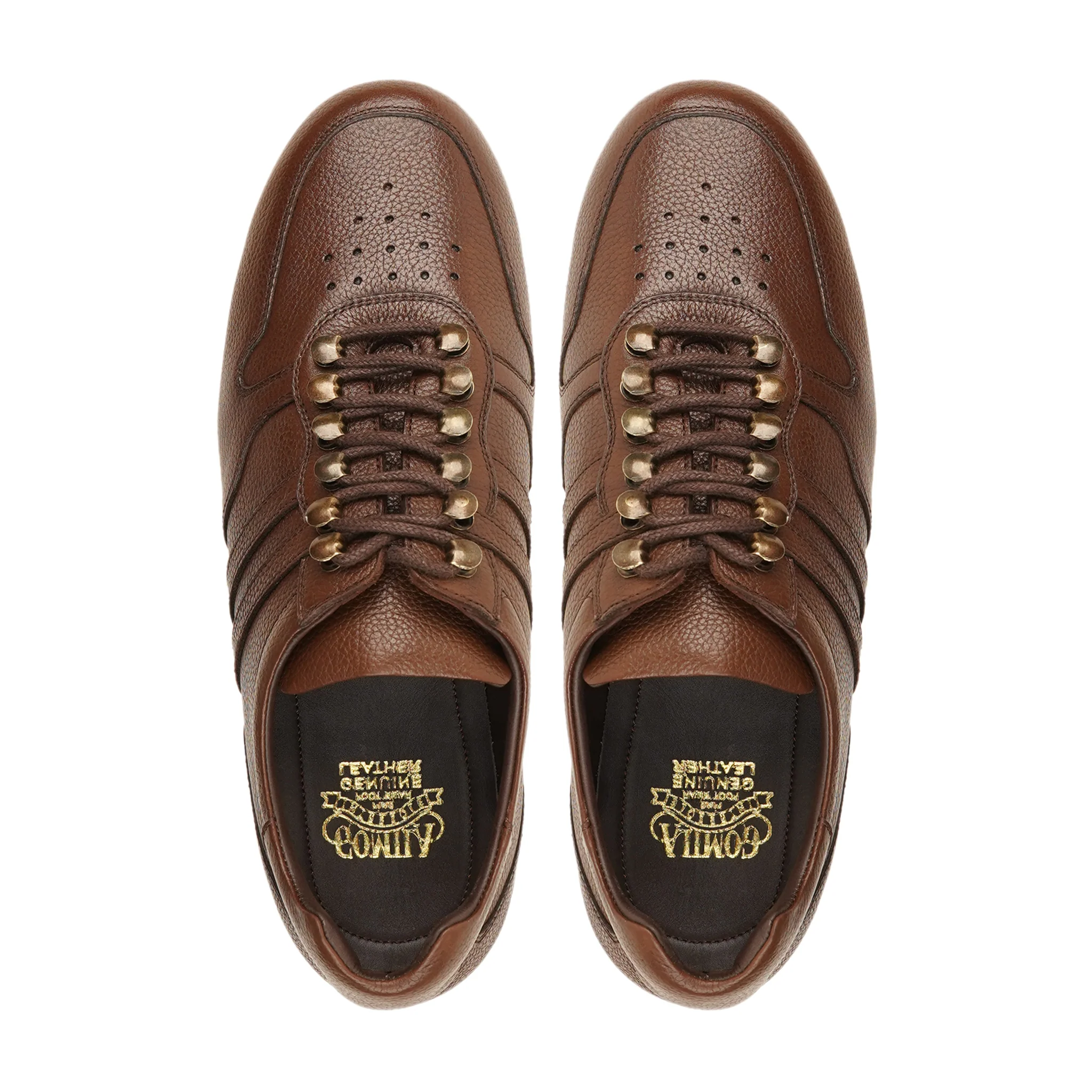 Kolding - Men's Dark Brown Pebble Grain Leather Jogger - Image 3