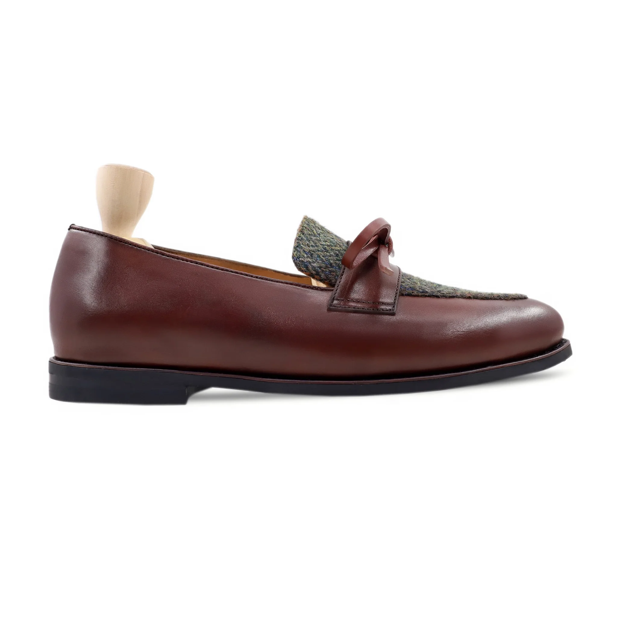 Kynda - Men's Reddish Brown Calf Leather and Harris Tweed Loafer - Image 2