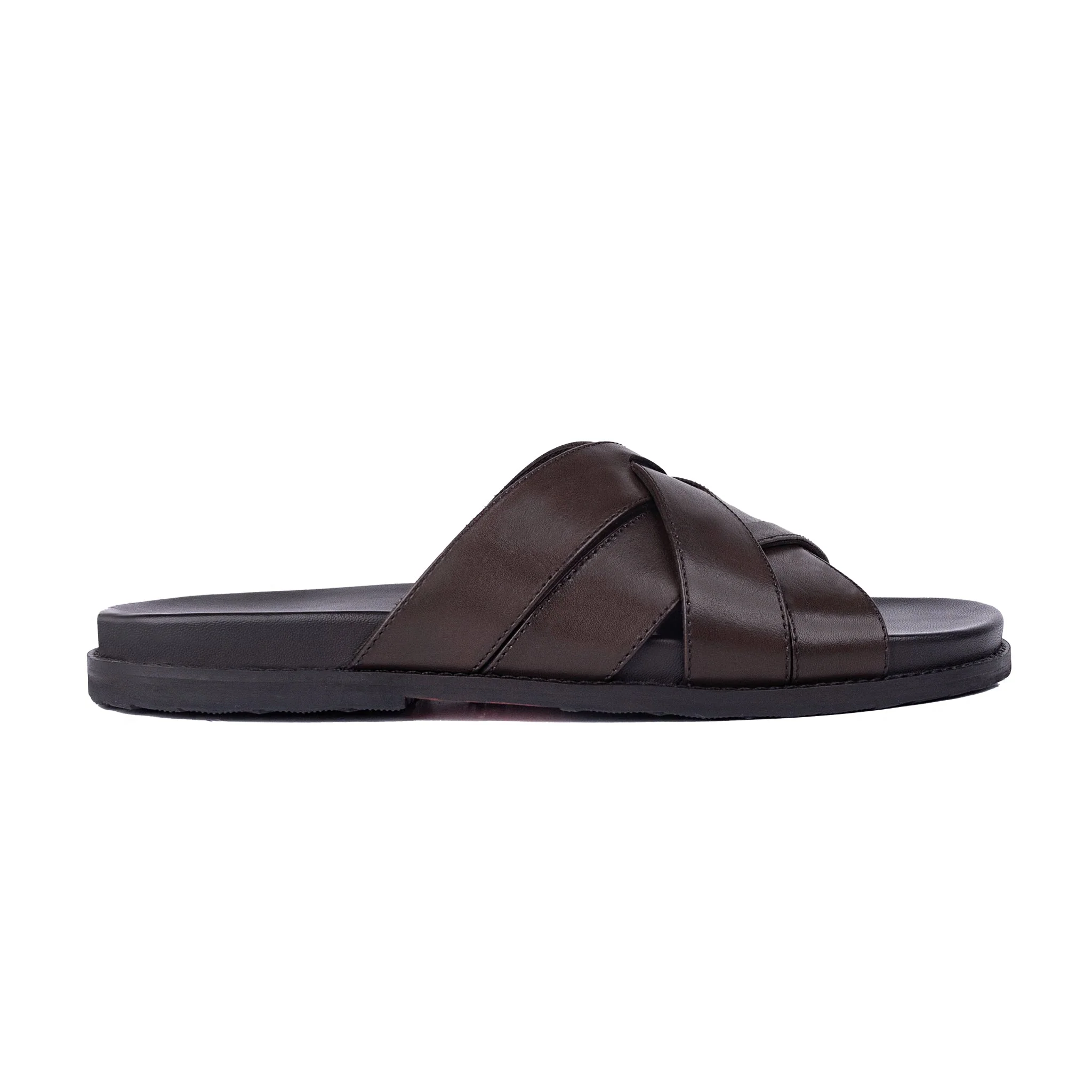 Leeroy - Men's Dark Brown Calf Leather Slipper - Image 2