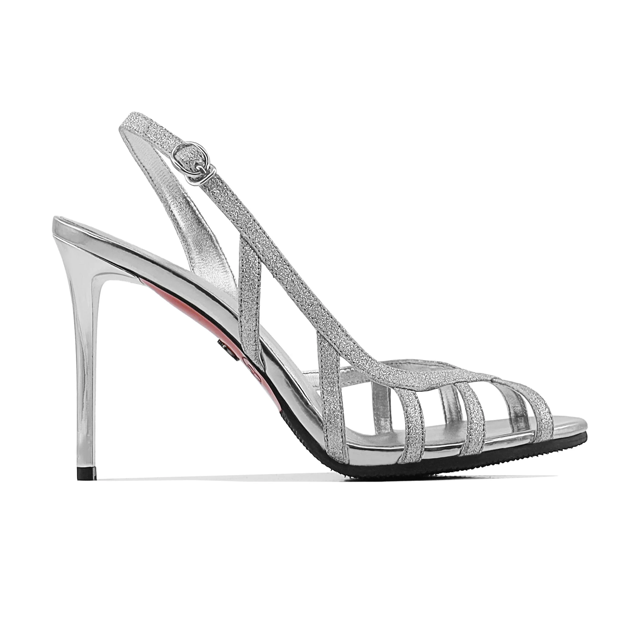 Lily - Women's Silver Strapped Heels - Image 2